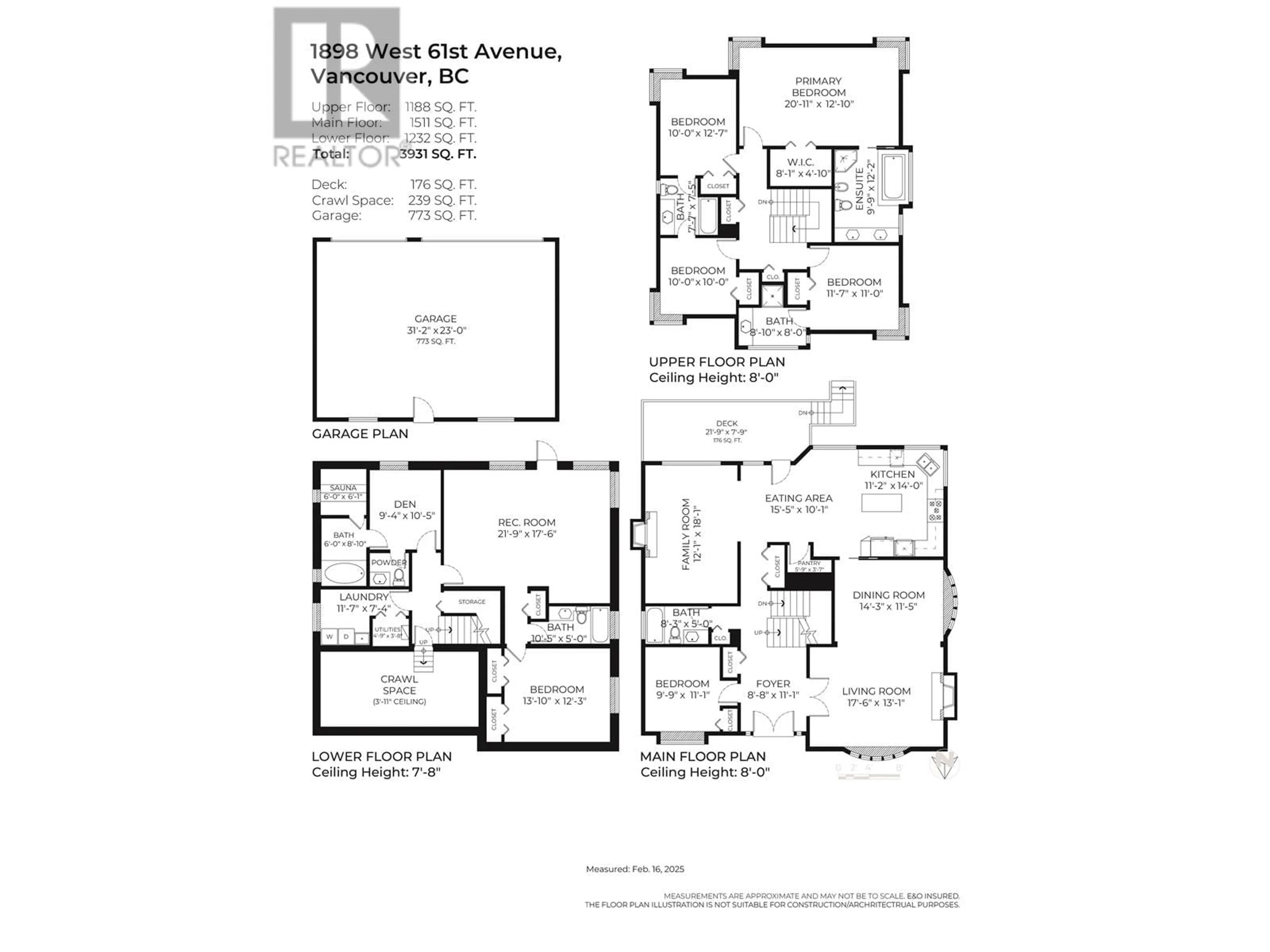 Floor plan for 1898 W 61ST AVENUE, Vancouver British Columbia V6P2C4