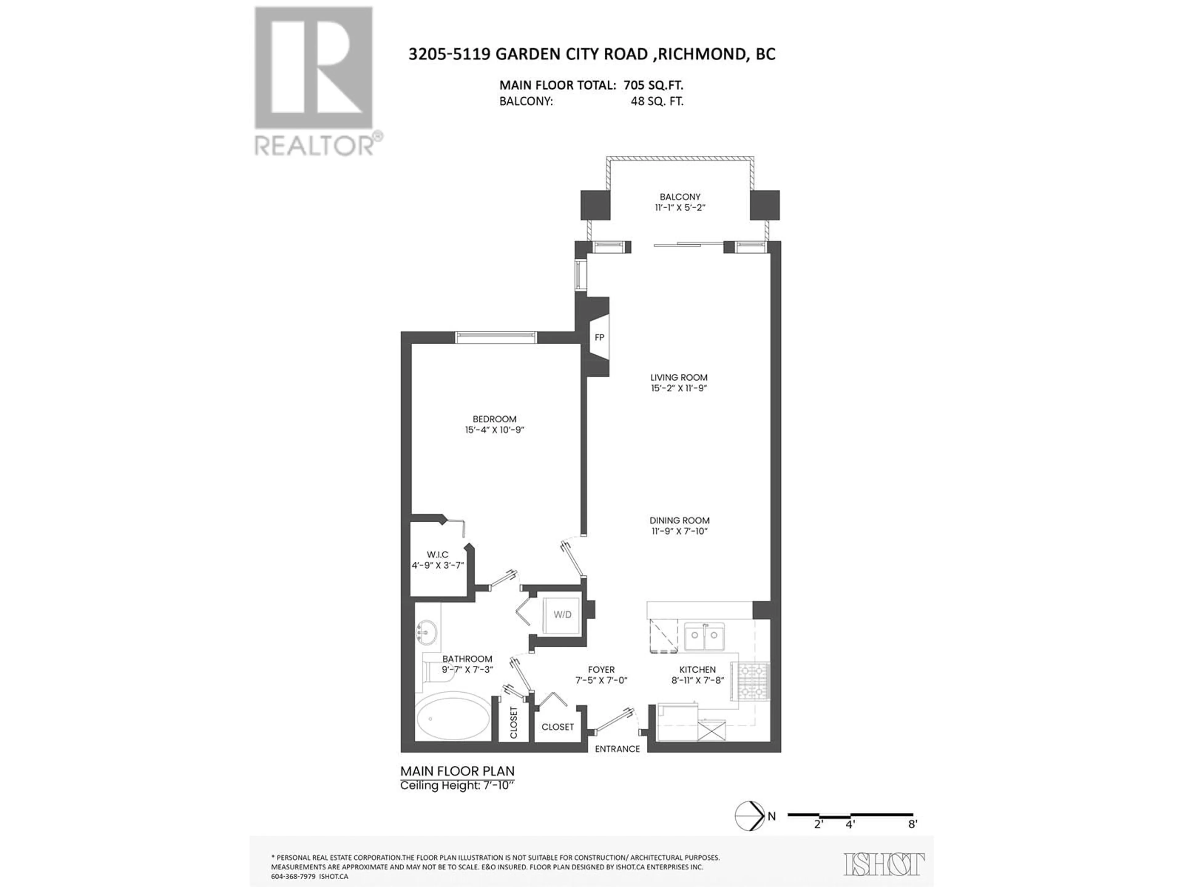 Floor plan for 3205 - 5119 GARDEN CITY ROAD, Richmond British Columbia V6X4H8