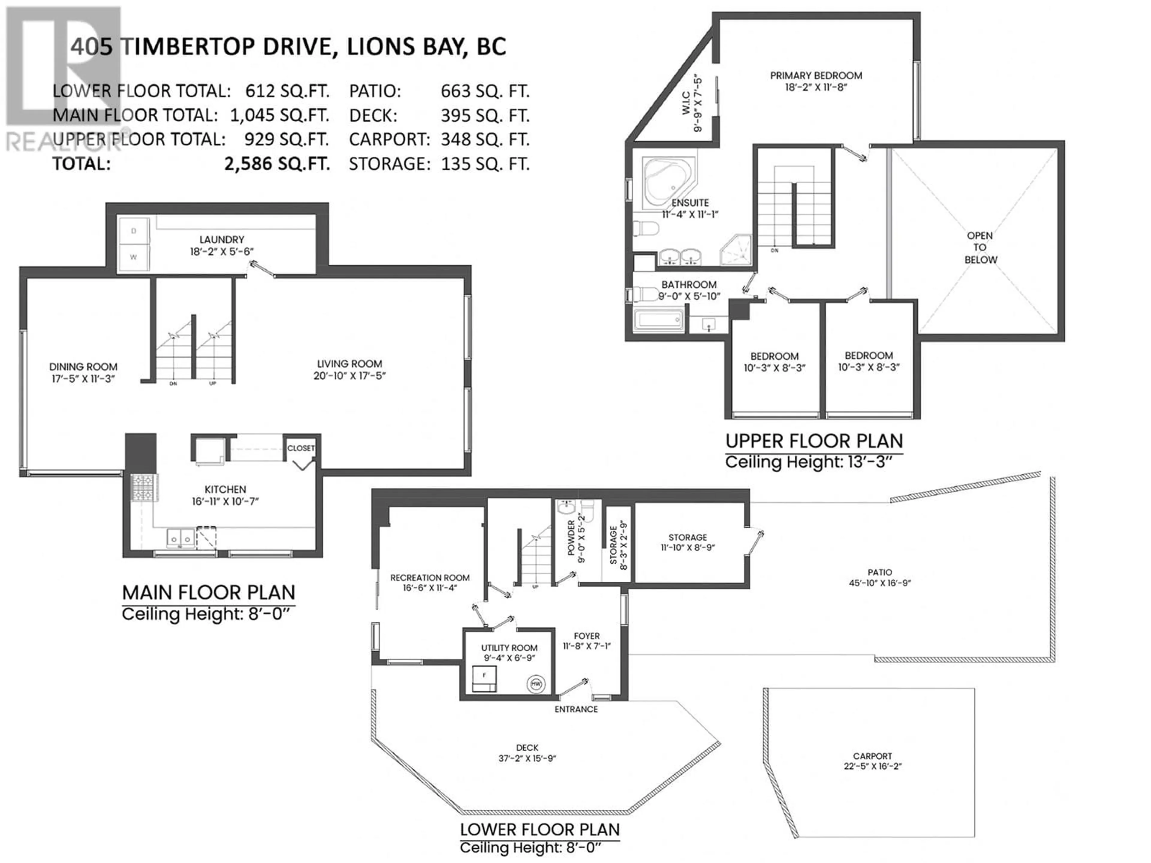 Floor plan for 405 TIMBERTOP DRIVE, Lions Bay British Columbia V0N2E0