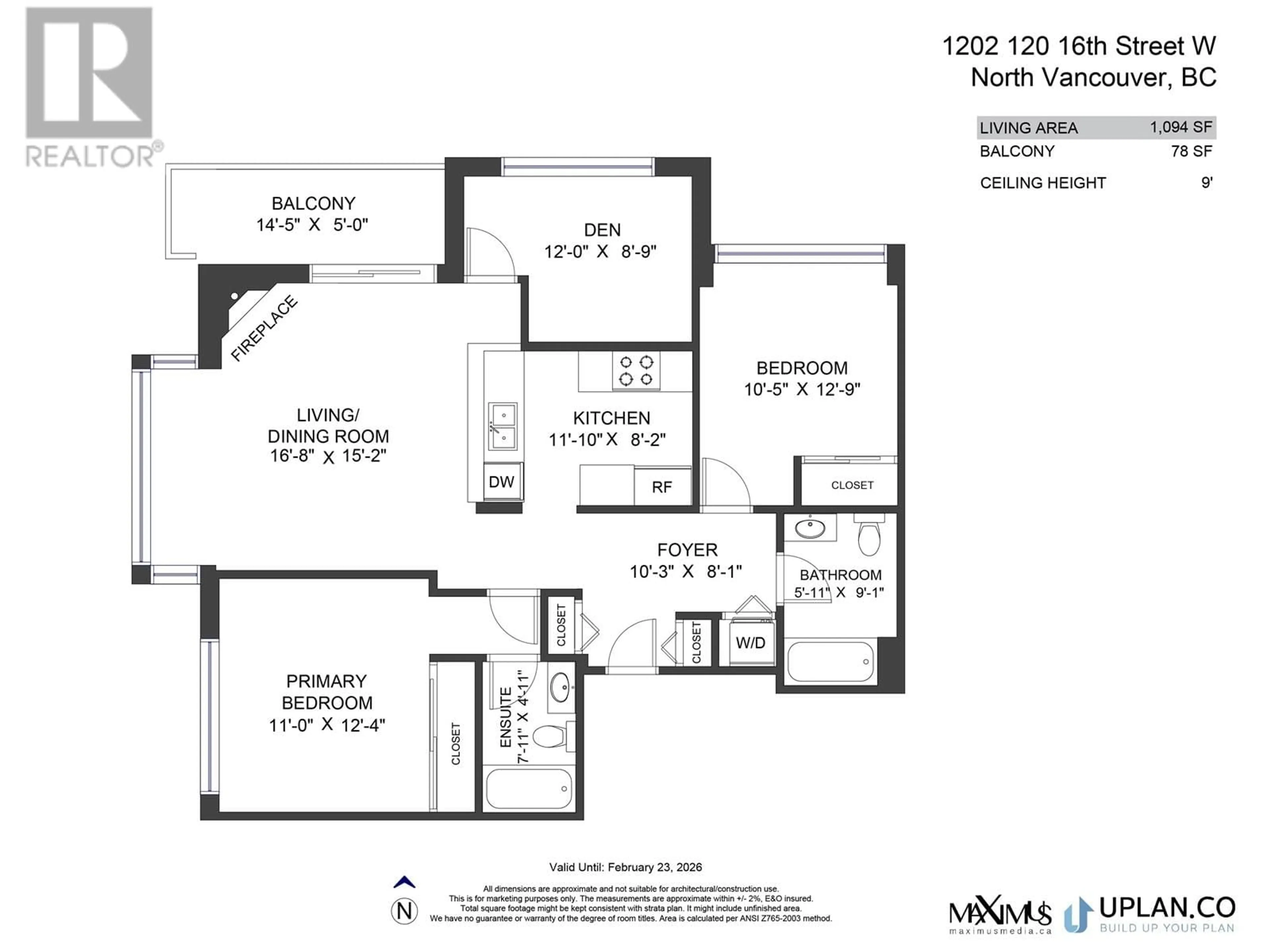 Floor plan for 1202 120 16TH WEST STREET, North Vancouver British Columbia V7M3N6