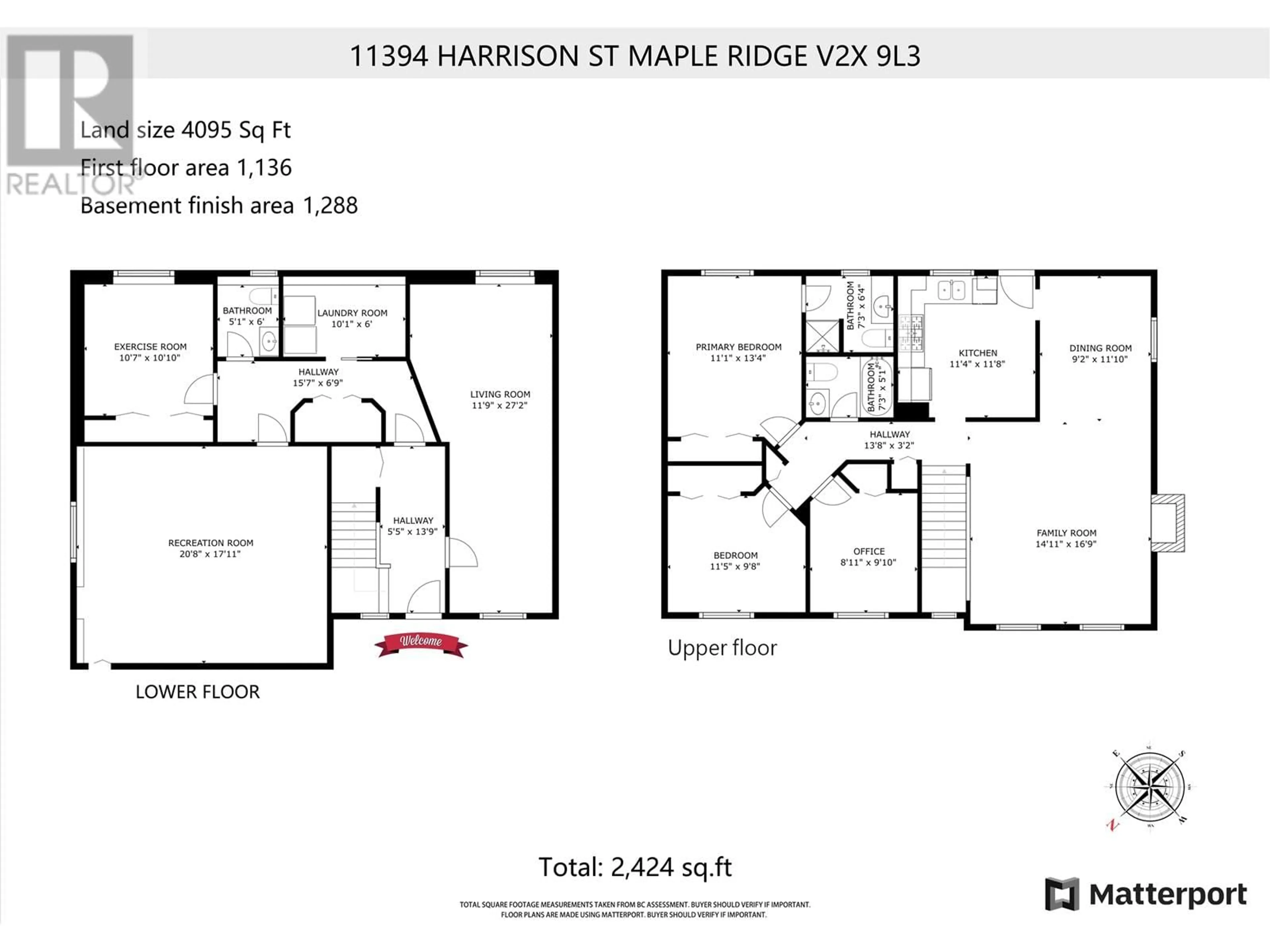 Floor plan for 11394 HARRISON STREET, Maple Ridge British Columbia V2X9L3