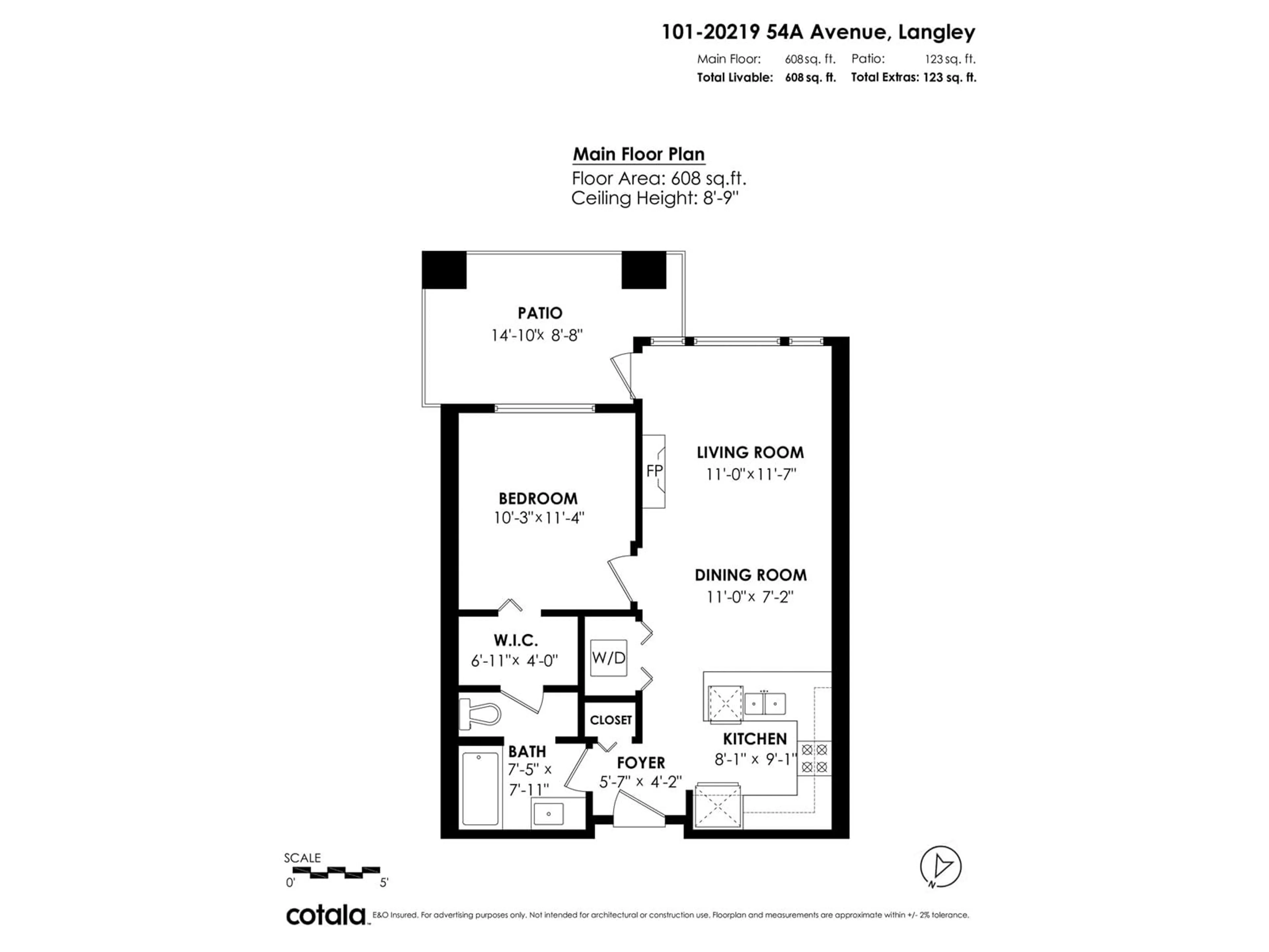 Floor plan for 101 20219 54A AVENUE, Langley British Columbia V3A0C7