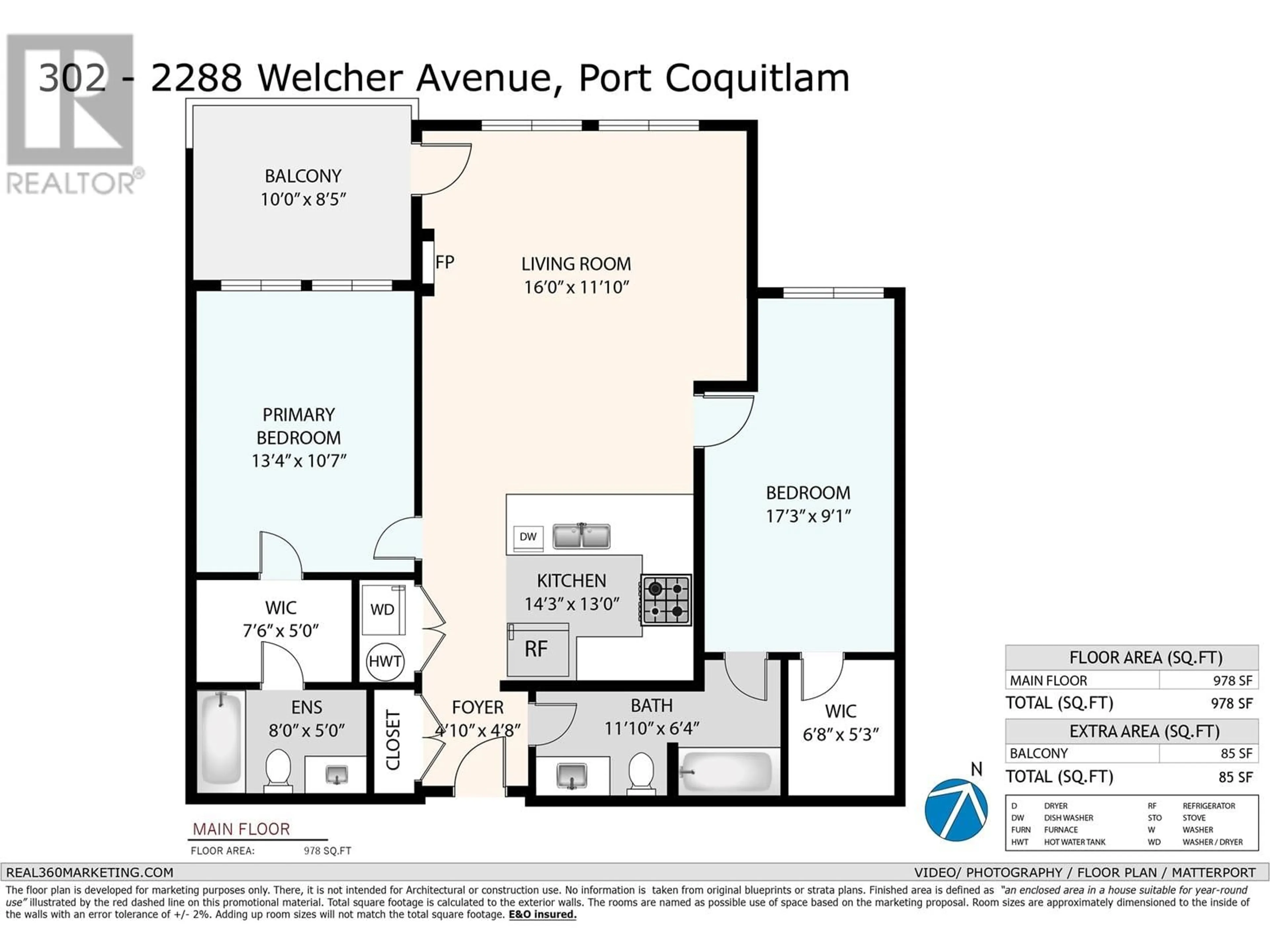 Floor plan for 302 2288 WELCHER AVENUE, Port Coquitlam British Columbia V3C1X4