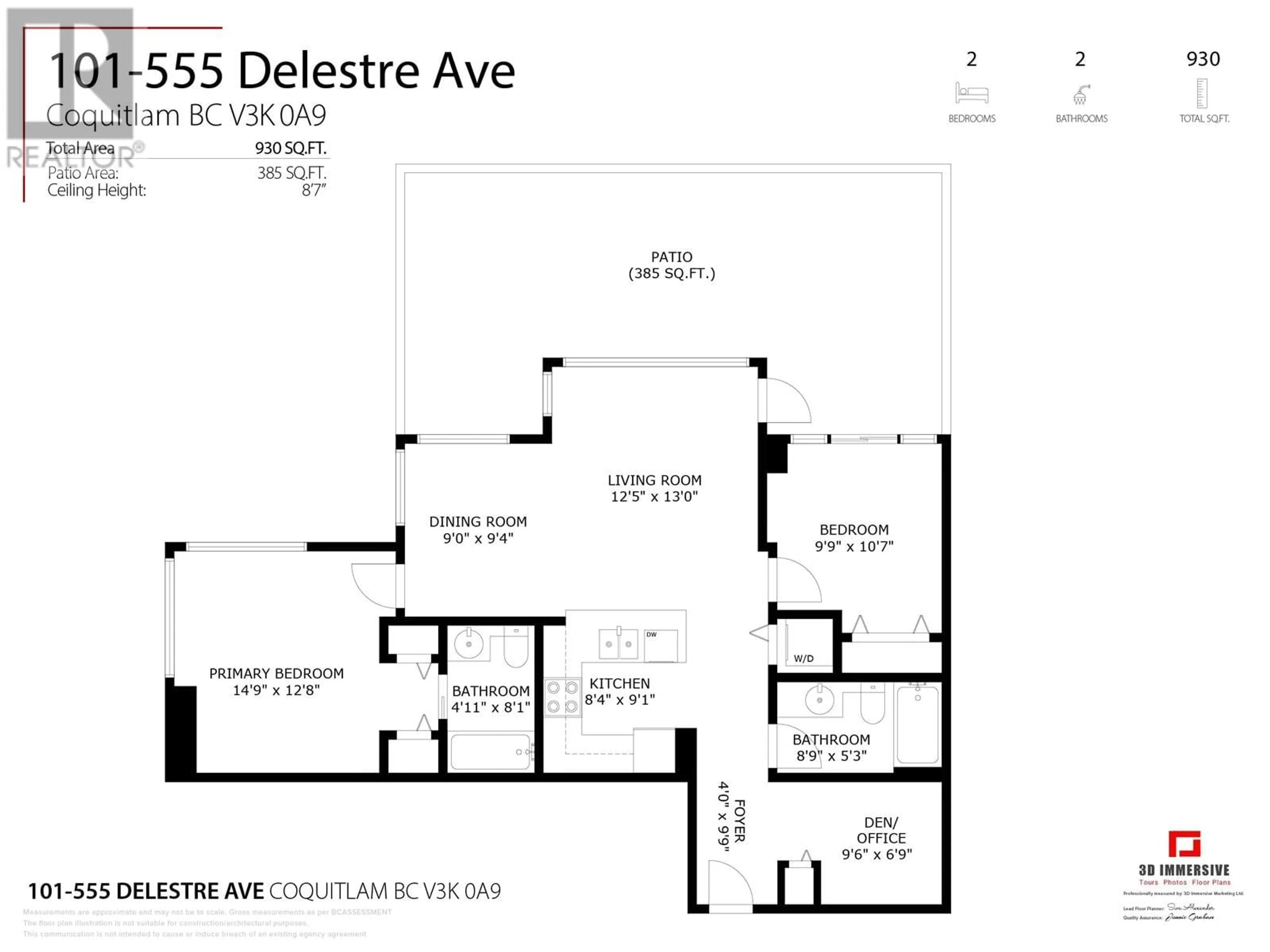 Floor plan for 101 555 DELESTRE AVENUE, Coquitlam British Columbia V3K0A9