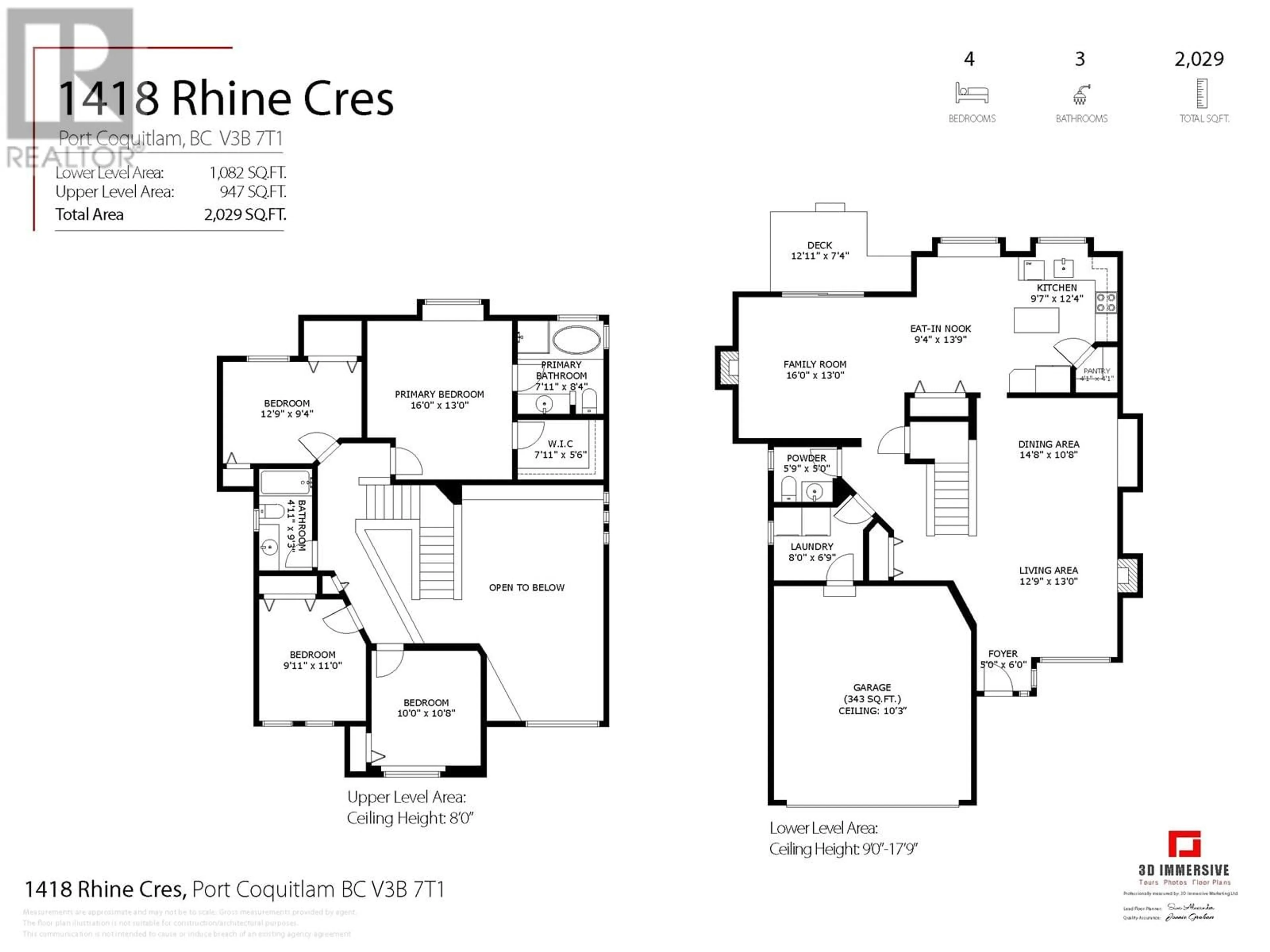 Floor plan for 1418 RHINE CRESCENT, Port Coquitlam British Columbia V3B7T1