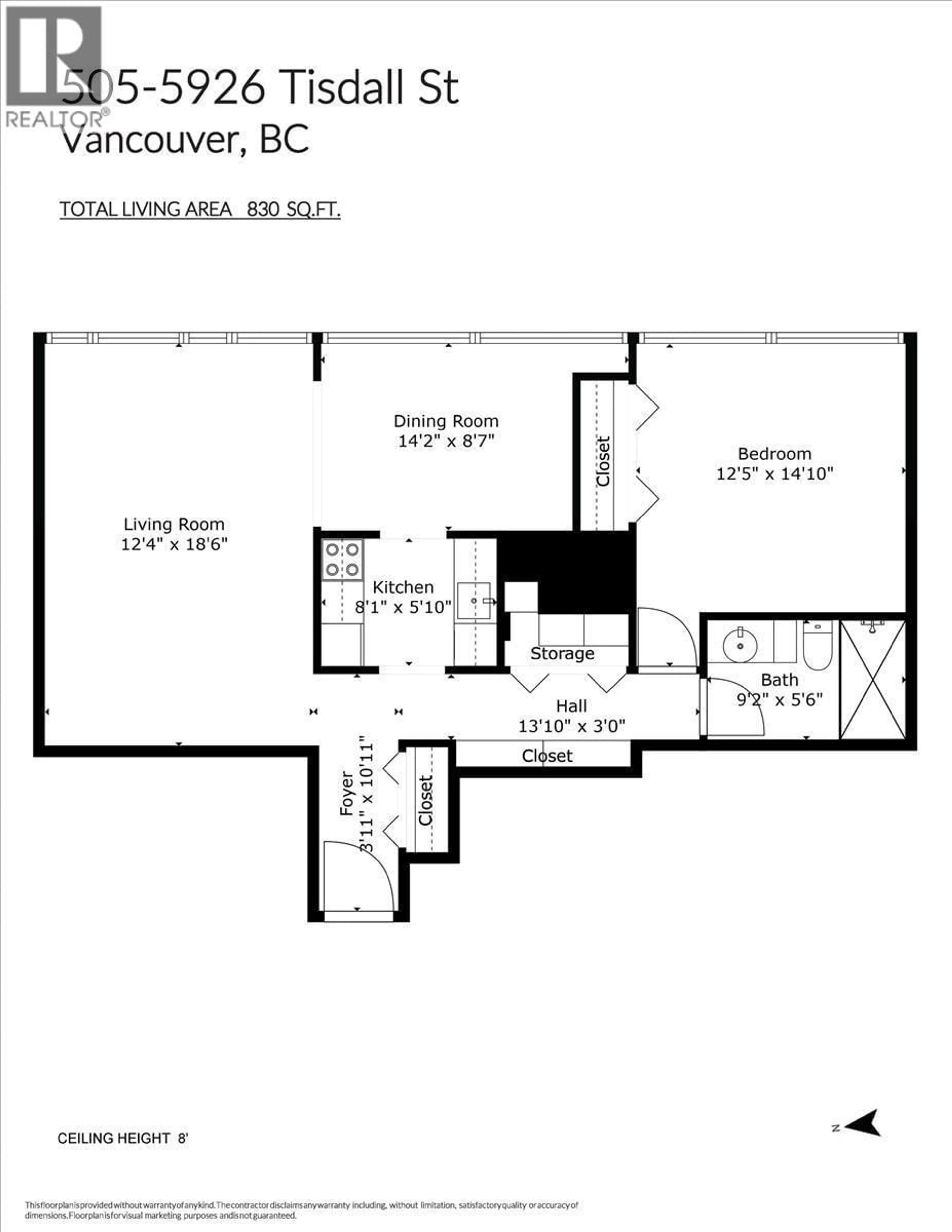 Floor plan for 505 - 5926 TISDALL STREET, Vancouver British Columbia V5Z3N2