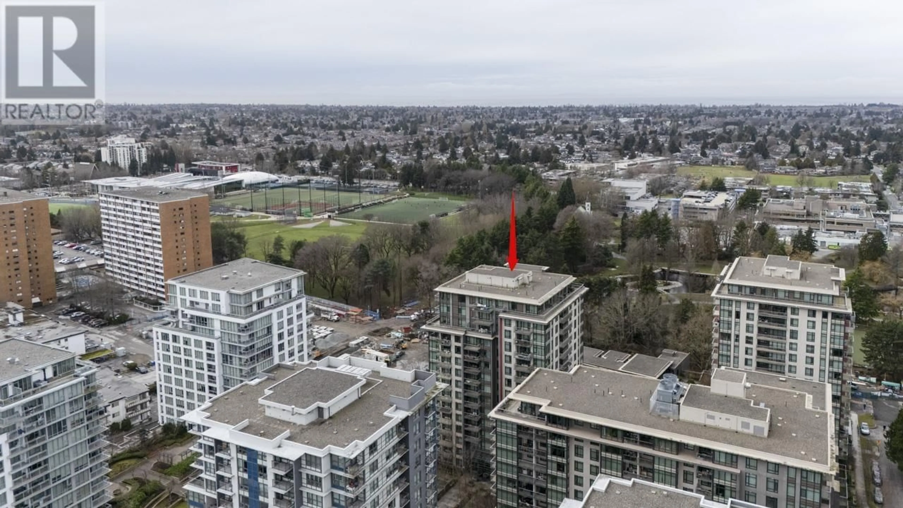 A pic from outside/outdoor area/front of a property/back of a property/a pic from drone, city buildings view from balcony for 907 - 7368 GOLLNER AVENUE, Richmond British Columbia V6Y0H9