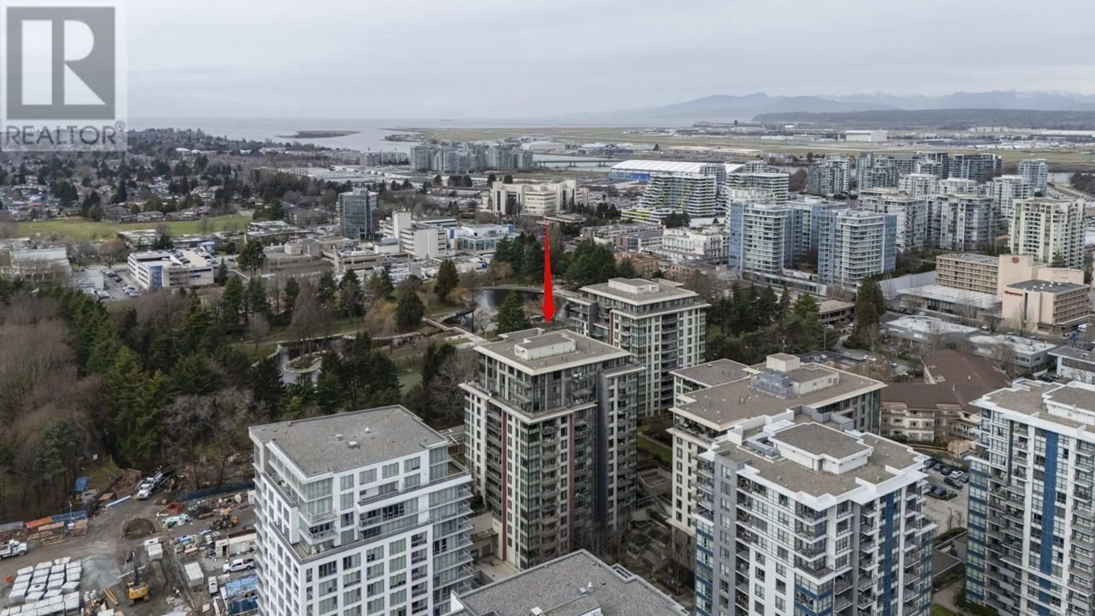 A pic from outside/outdoor area/front of a property/back of a property/a pic from drone, city buildings view from balcony for 907 - 7368 GOLLNER AVENUE, Richmond British Columbia V6Y0H9