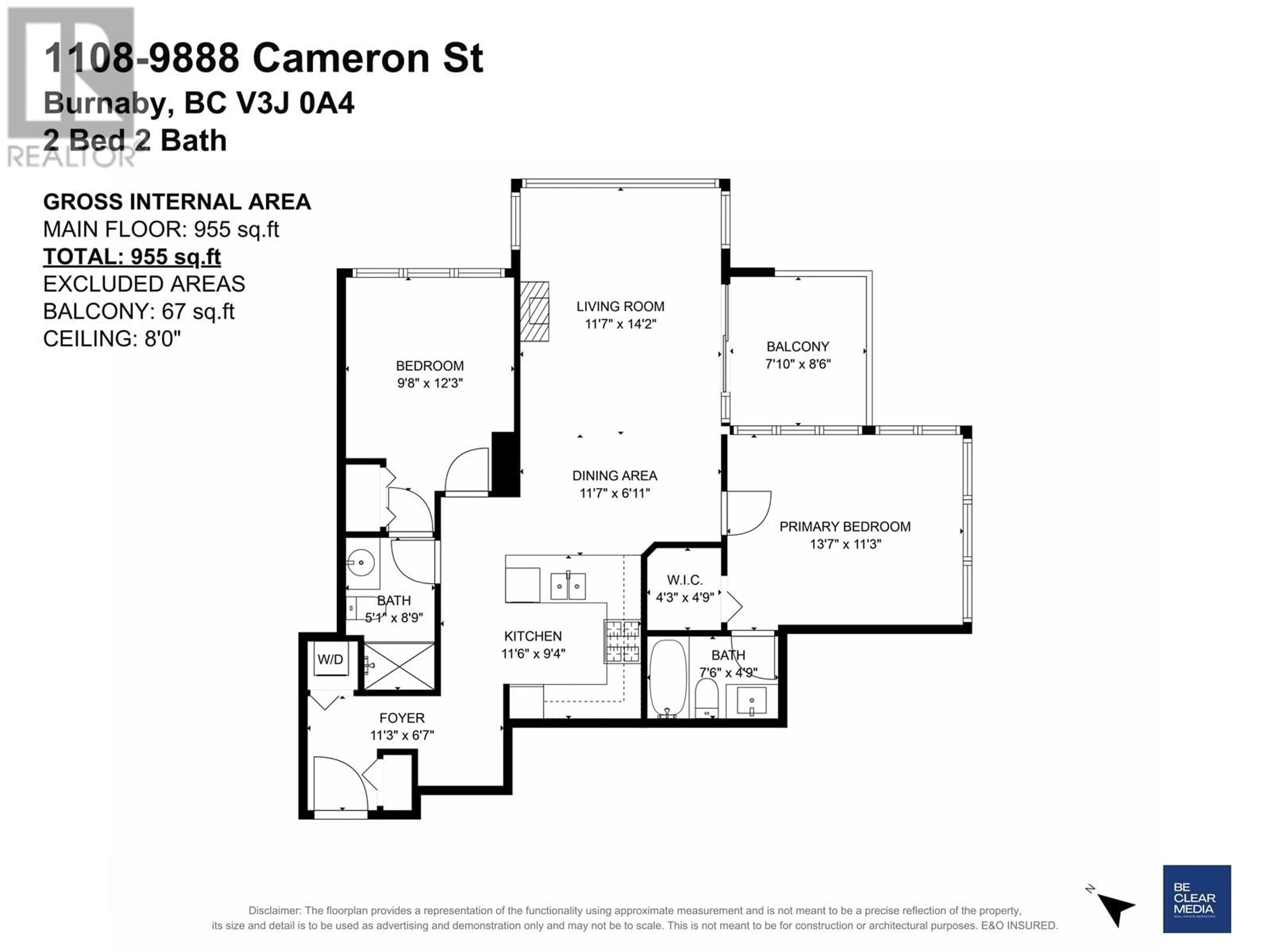 Floor plan for 1108 9888 CAMERON STREET, Burnaby British Columbia V3J0A4