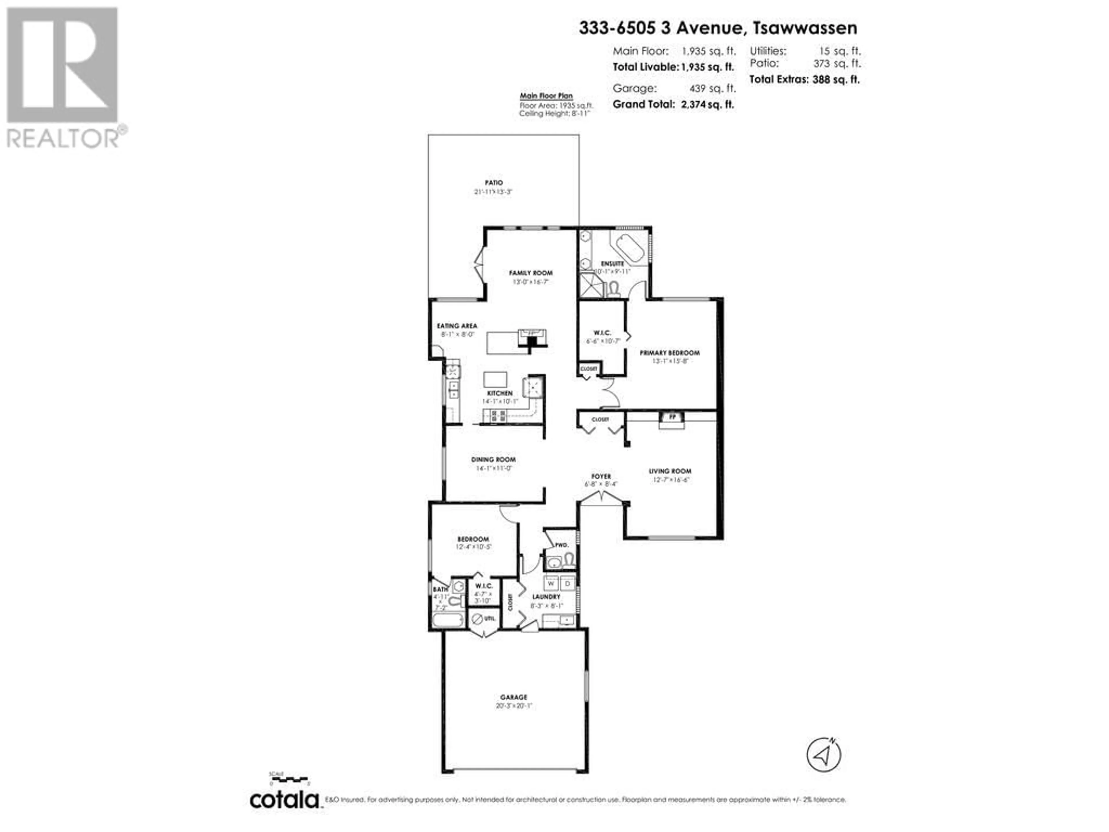 Floor plan for 333 - 6505 3 AVENUE, Delta British Columbia V4L2N1