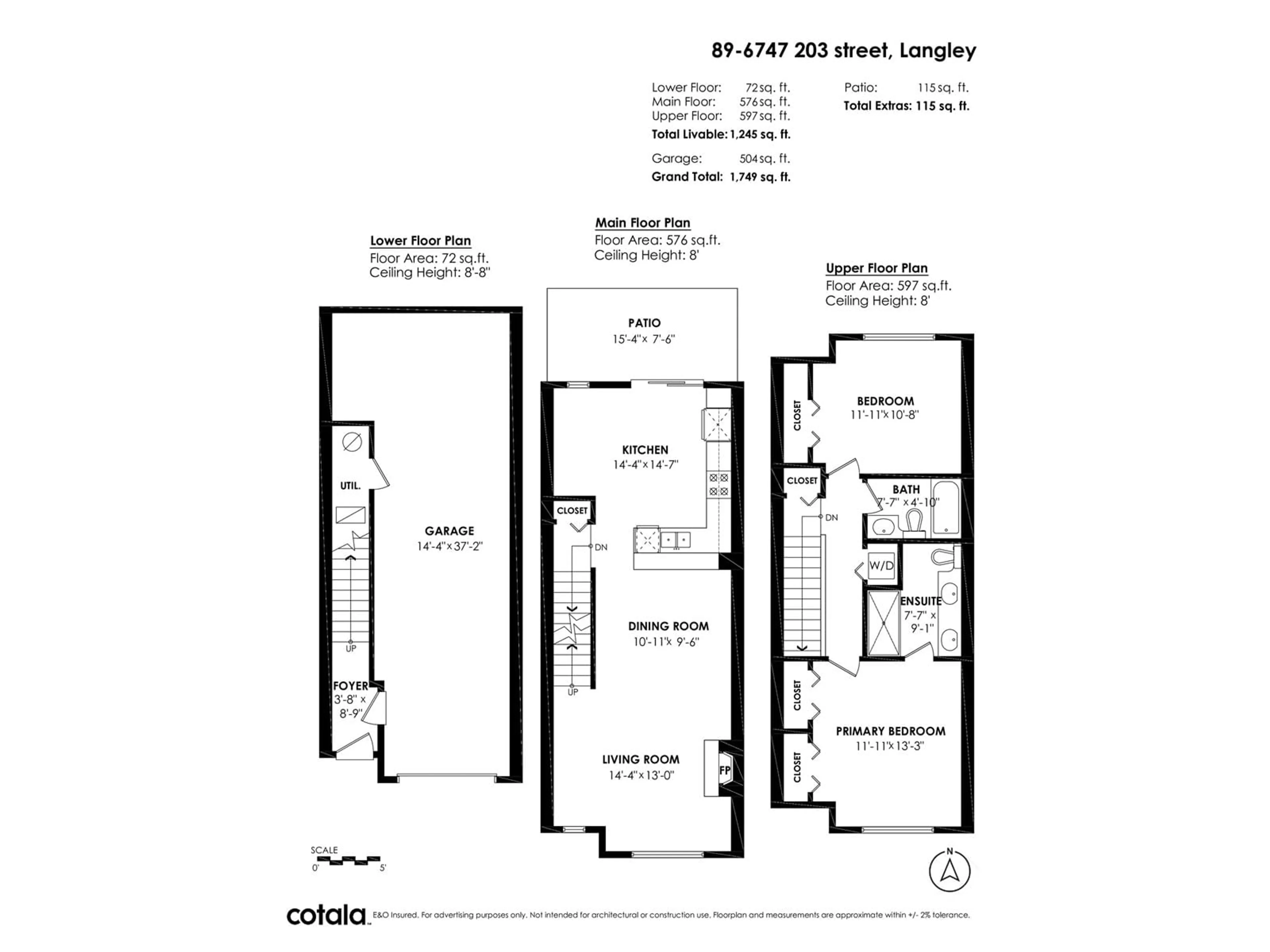 Floor plan for 89 6747 203 STREET, Langley British Columbia V2Y3B5