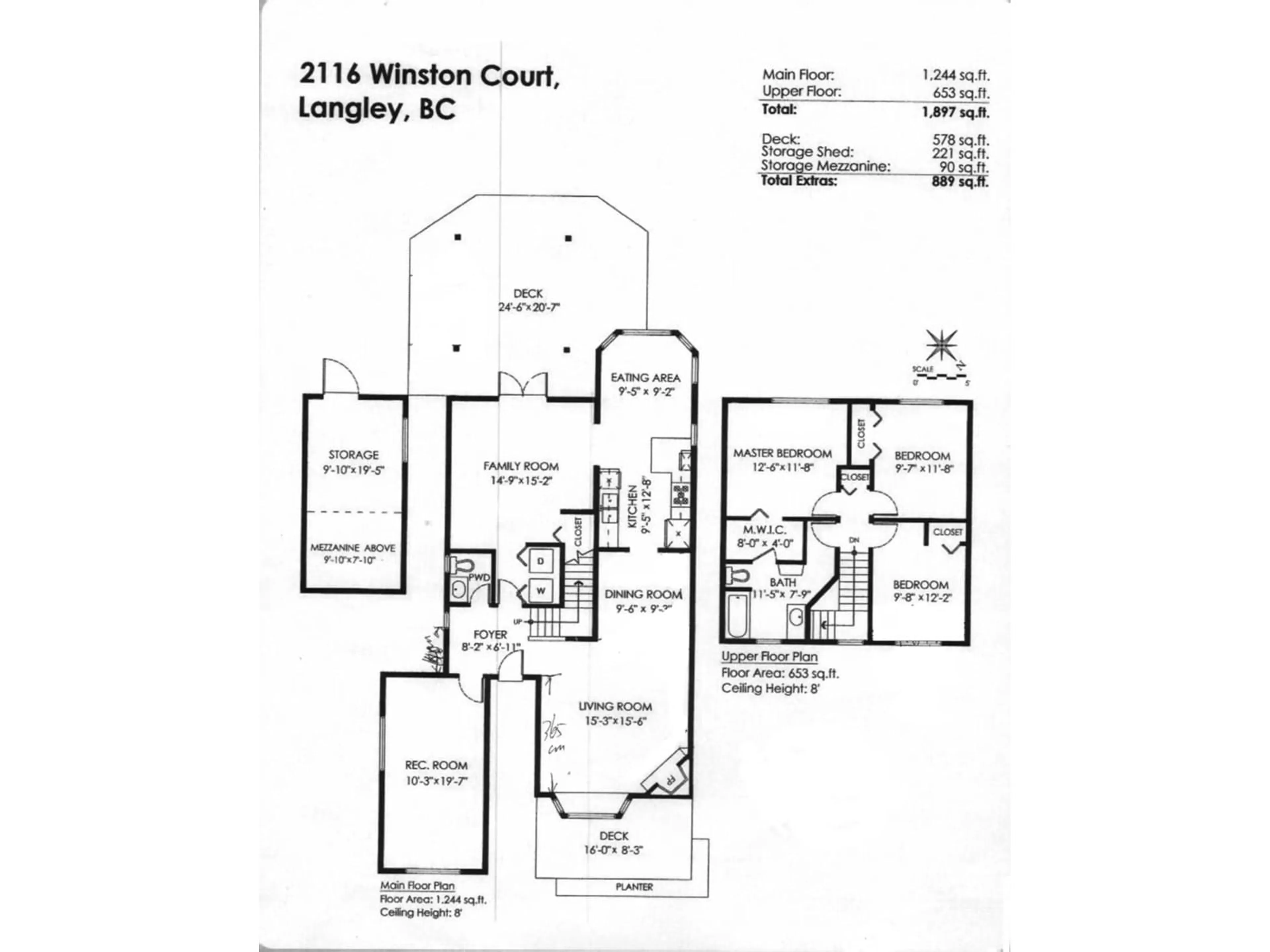 Floor plan for 2116 WINSTON, Langley British Columbia V2Y1H5