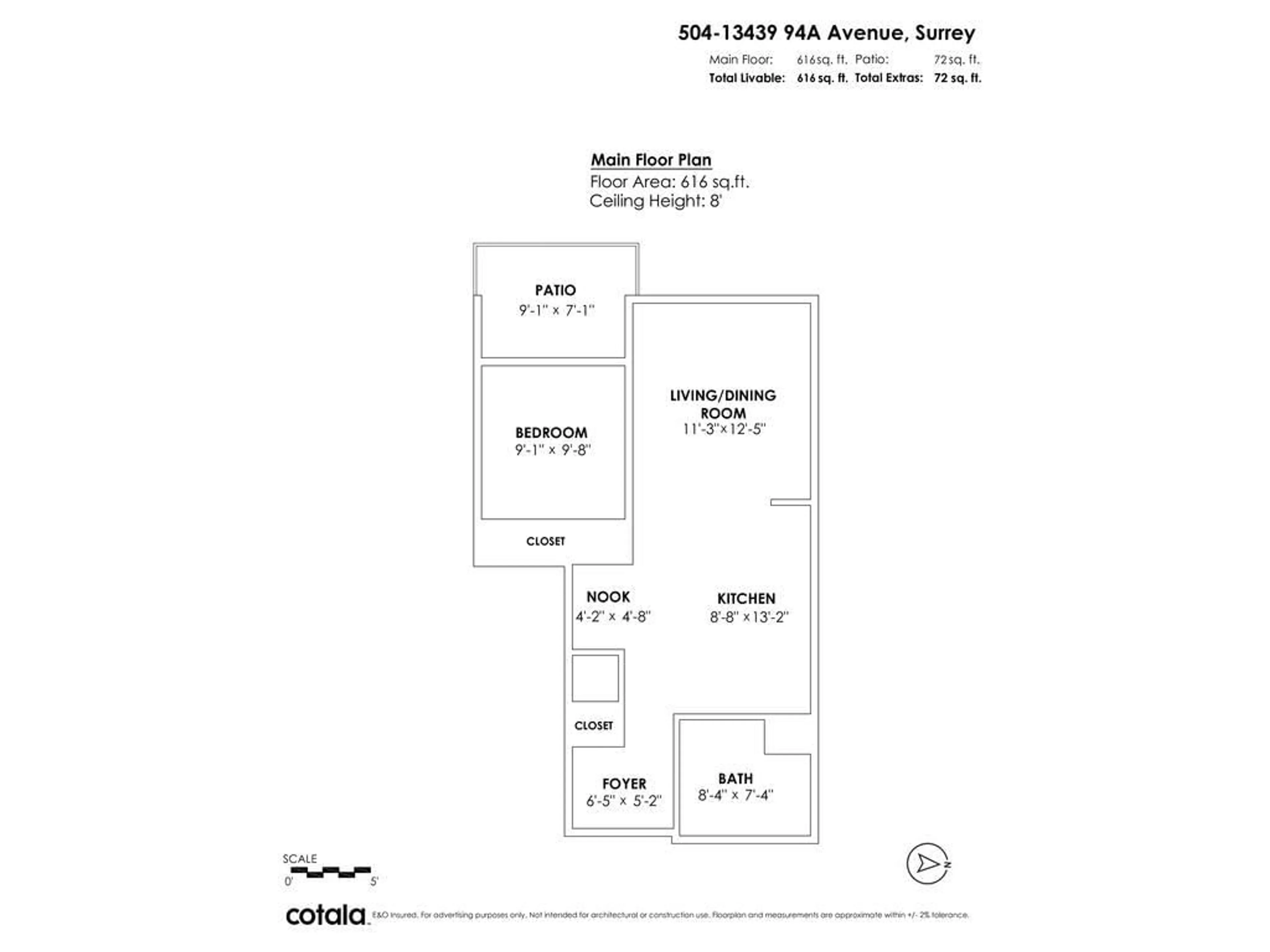 Floor plan for 504 - 13439 94A, Surrey British Columbia V3V0G9