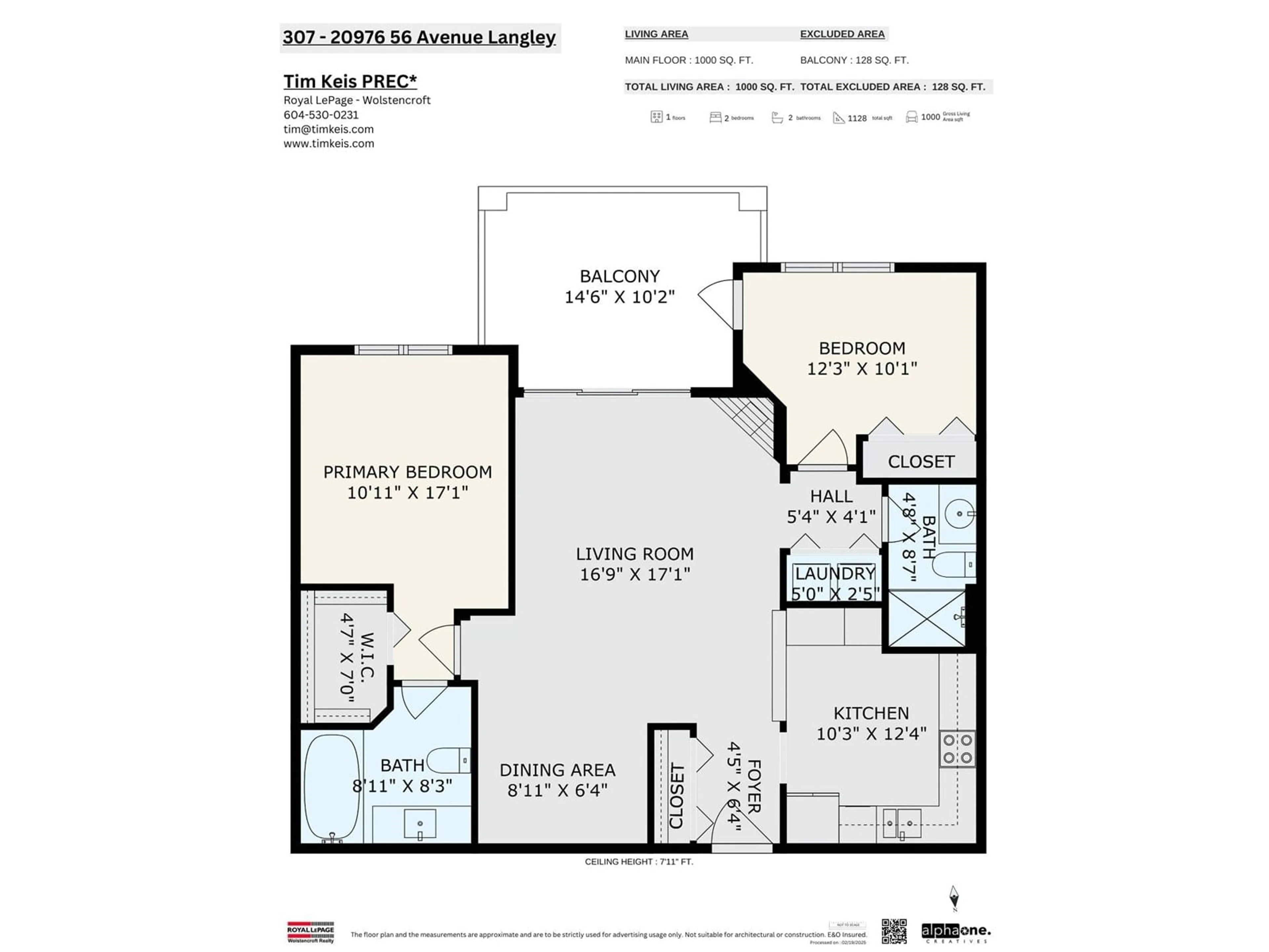 Floor plan for 307 20976 56 AVENUE, Langley British Columbia V3A7Z2