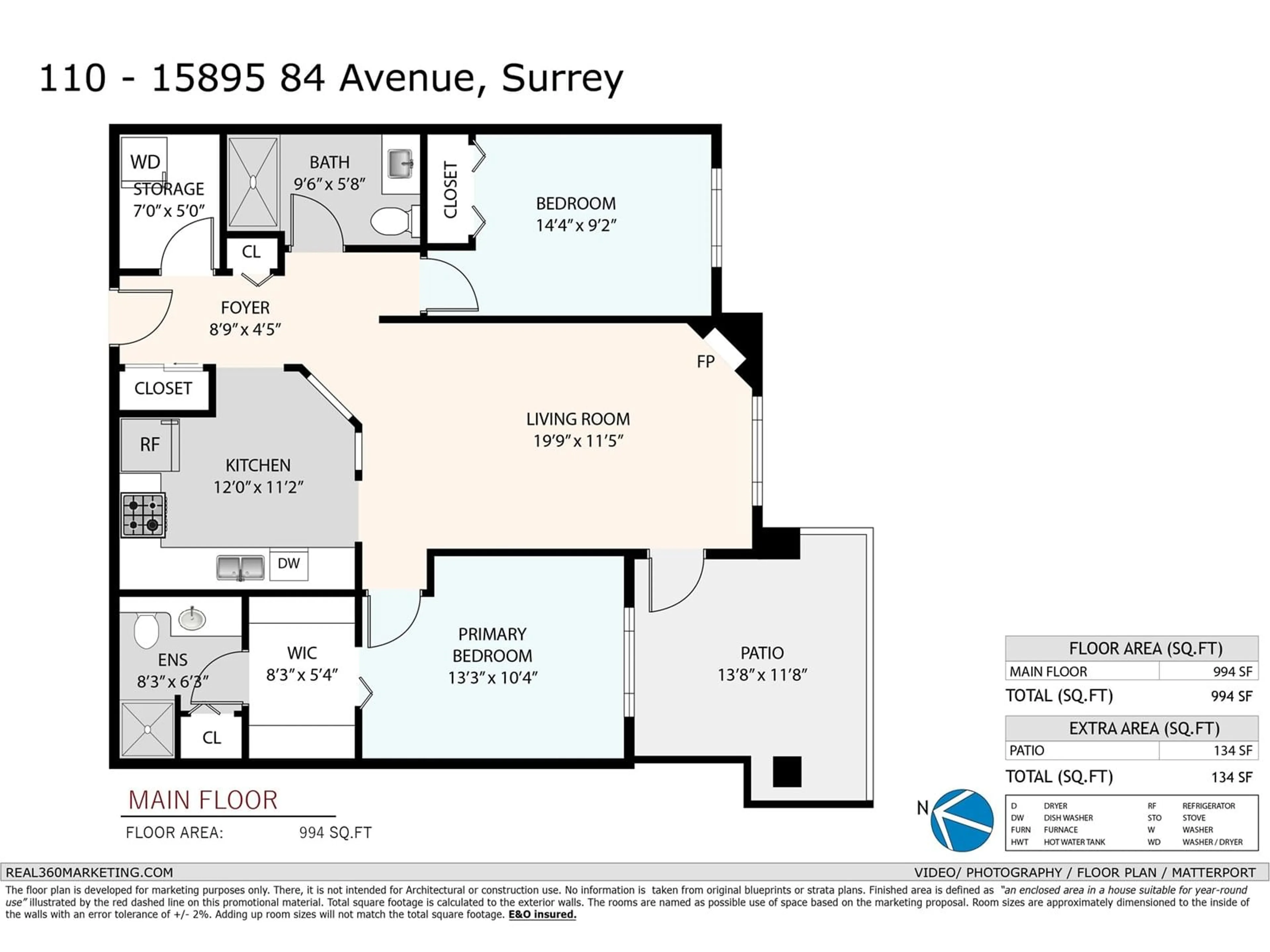 Floor plan for 110 15895 84 AVENUE, Surrey British Columbia V4N0W7