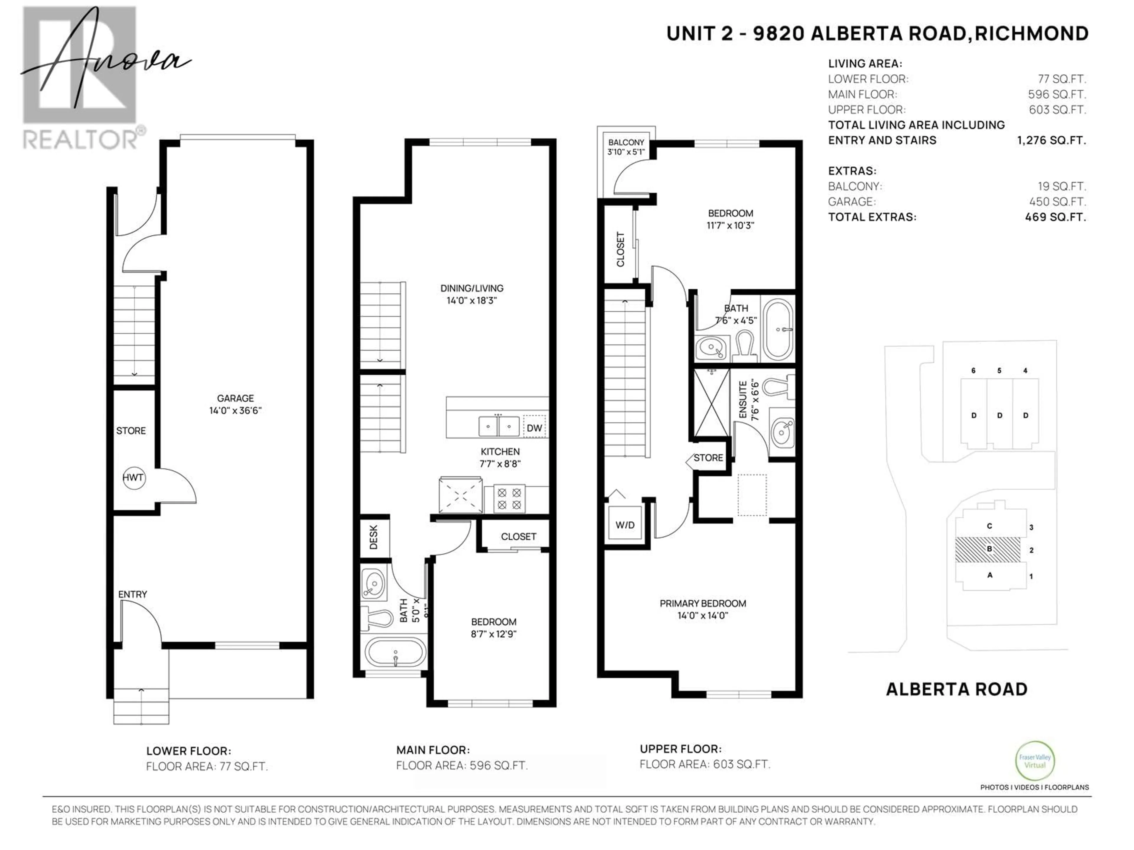 Floor plan for 2 9820 ALBERTA ROAD, Richmond British Columbia V6Y1T6