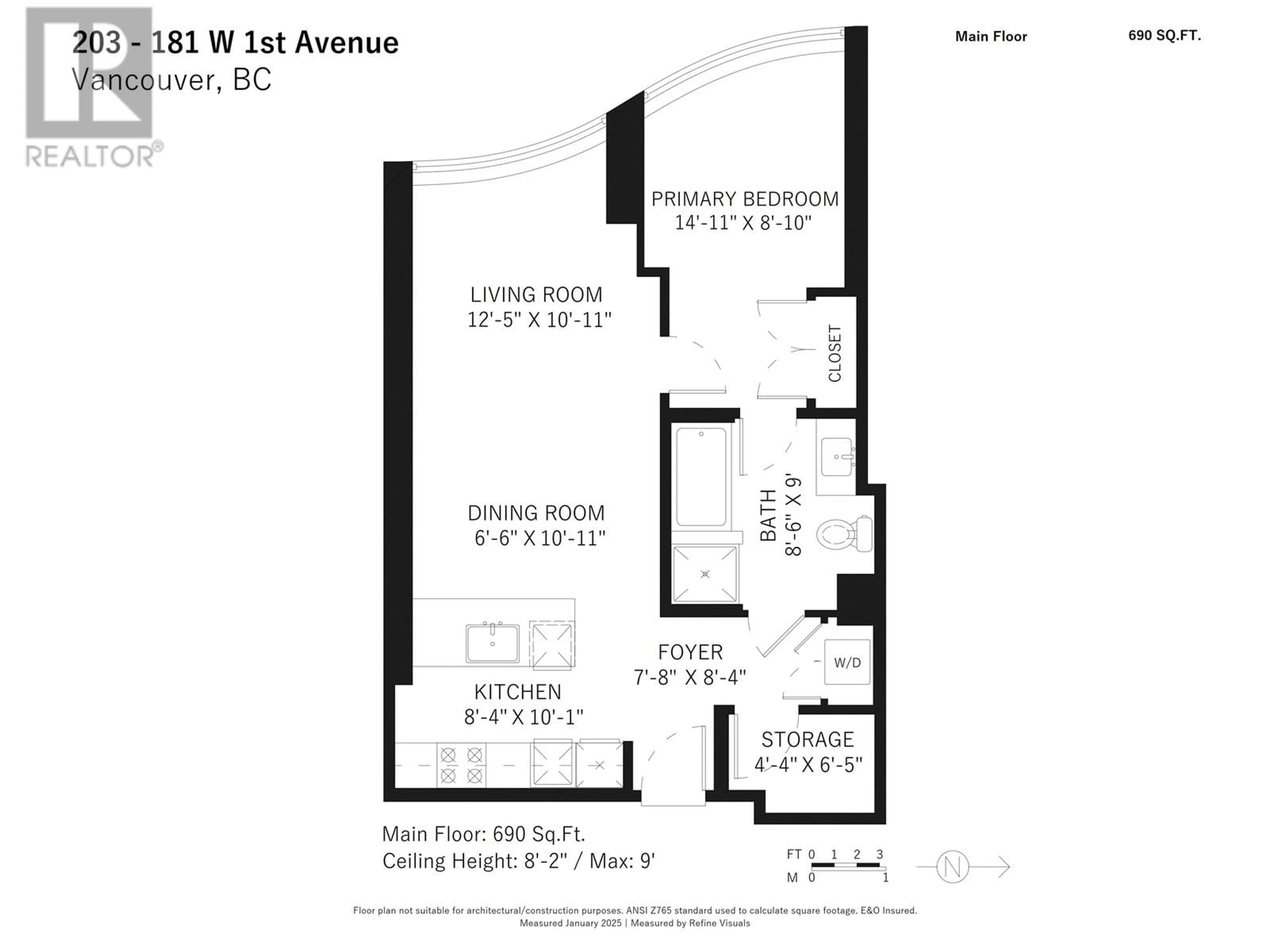 Floor plan for 203 181 W 1ST AVENUE, Vancouver British Columbia V5Y0E3