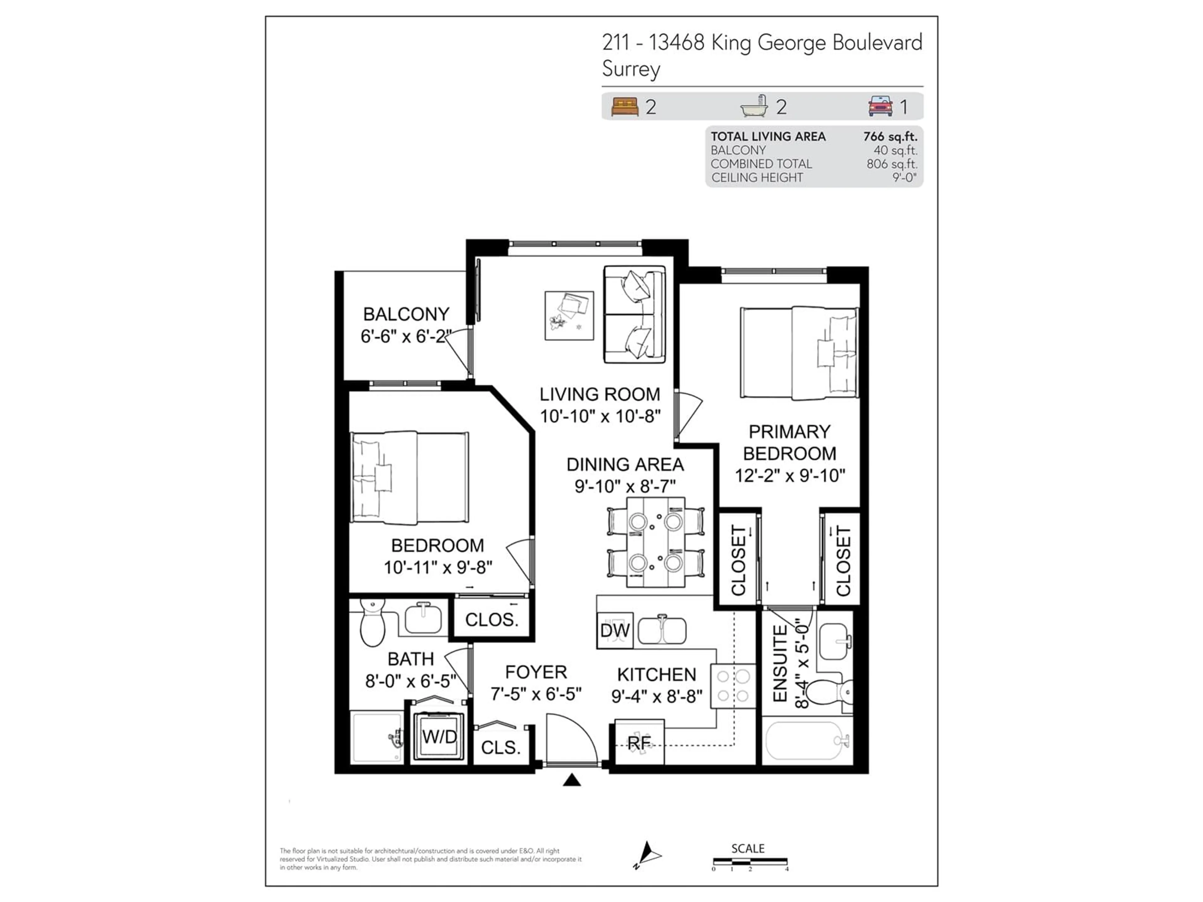 Floor plan for 211 13468 KING GEORGE BOULEVARD, Surrey British Columbia V3T0H5