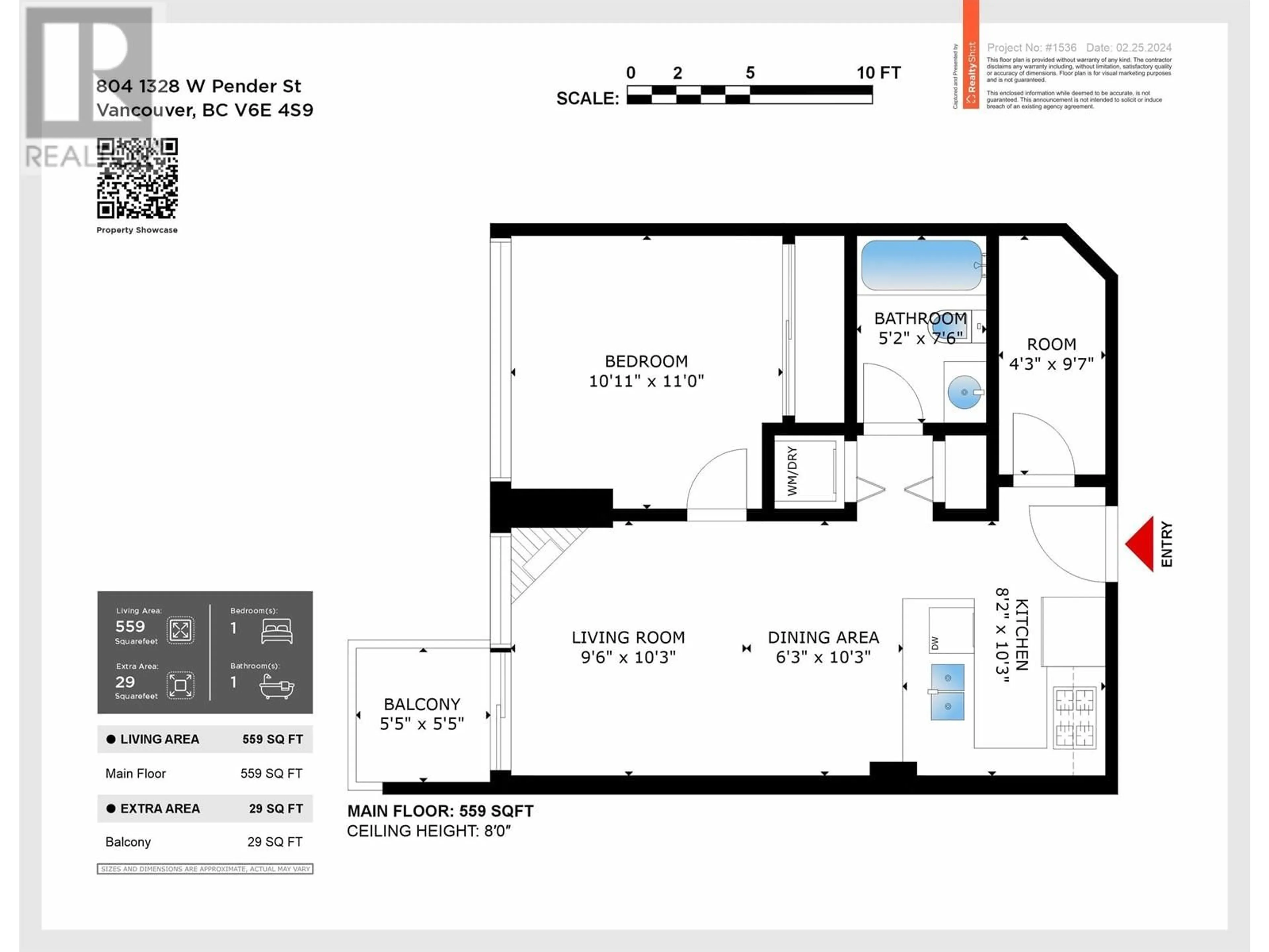 Floor plan for 804 1328 W PENDER STREET, Vancouver British Columbia V6E4T1