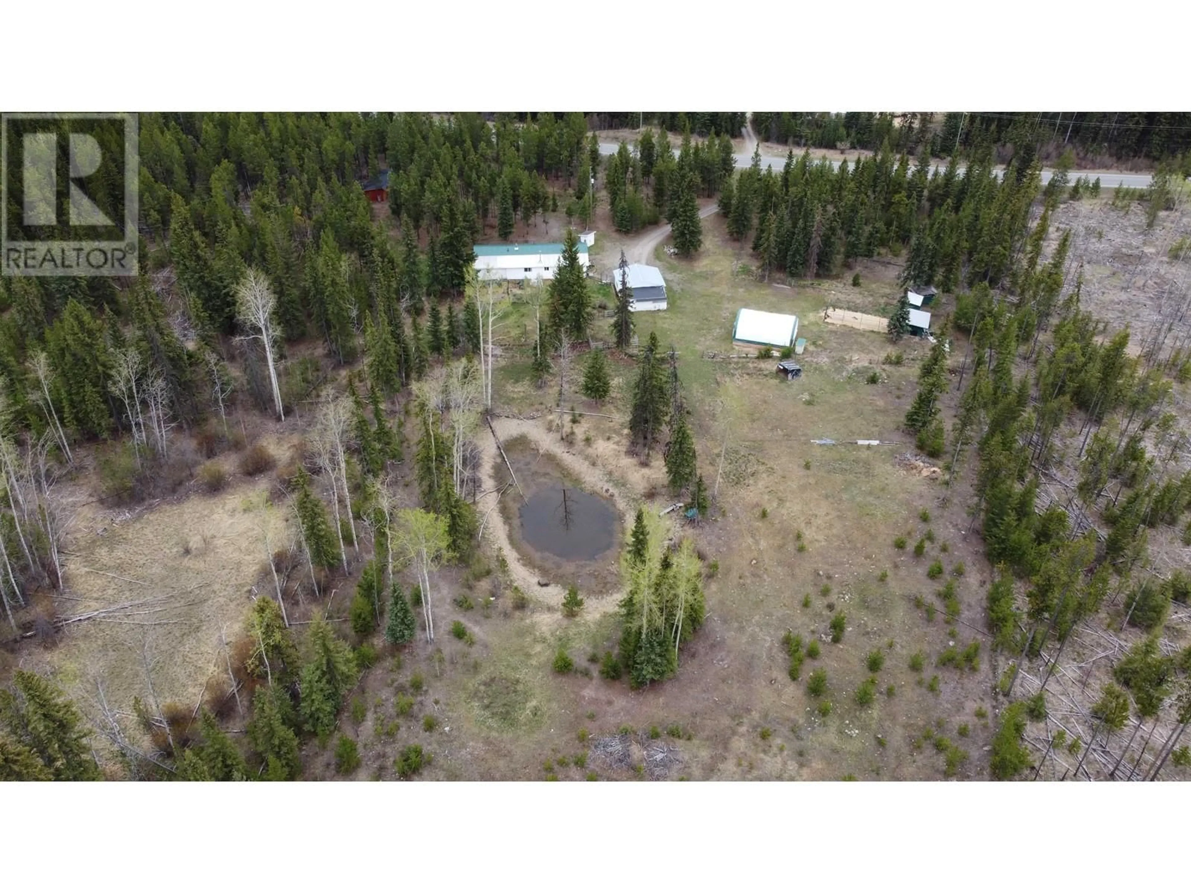 A pic from outside/outdoor area/front of a property/back of a property/a pic from drone, forest/trees view for 5793 LITTLE FORT 24 HIGHWAY, 100 Mile House British Columbia V0K2E2