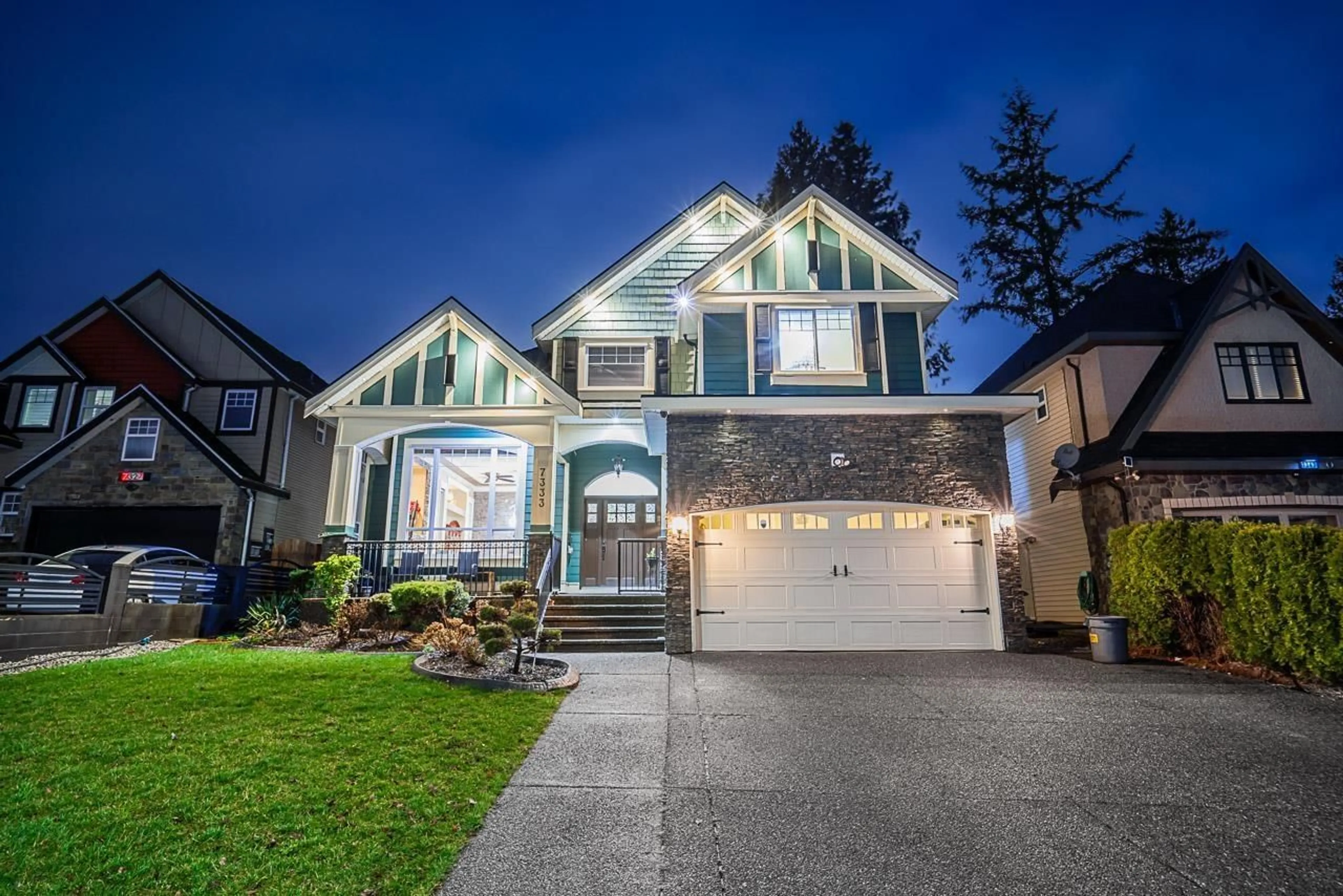 Home with brick exterior material, street for 7333 148, Surrey British Columbia V3S4S5