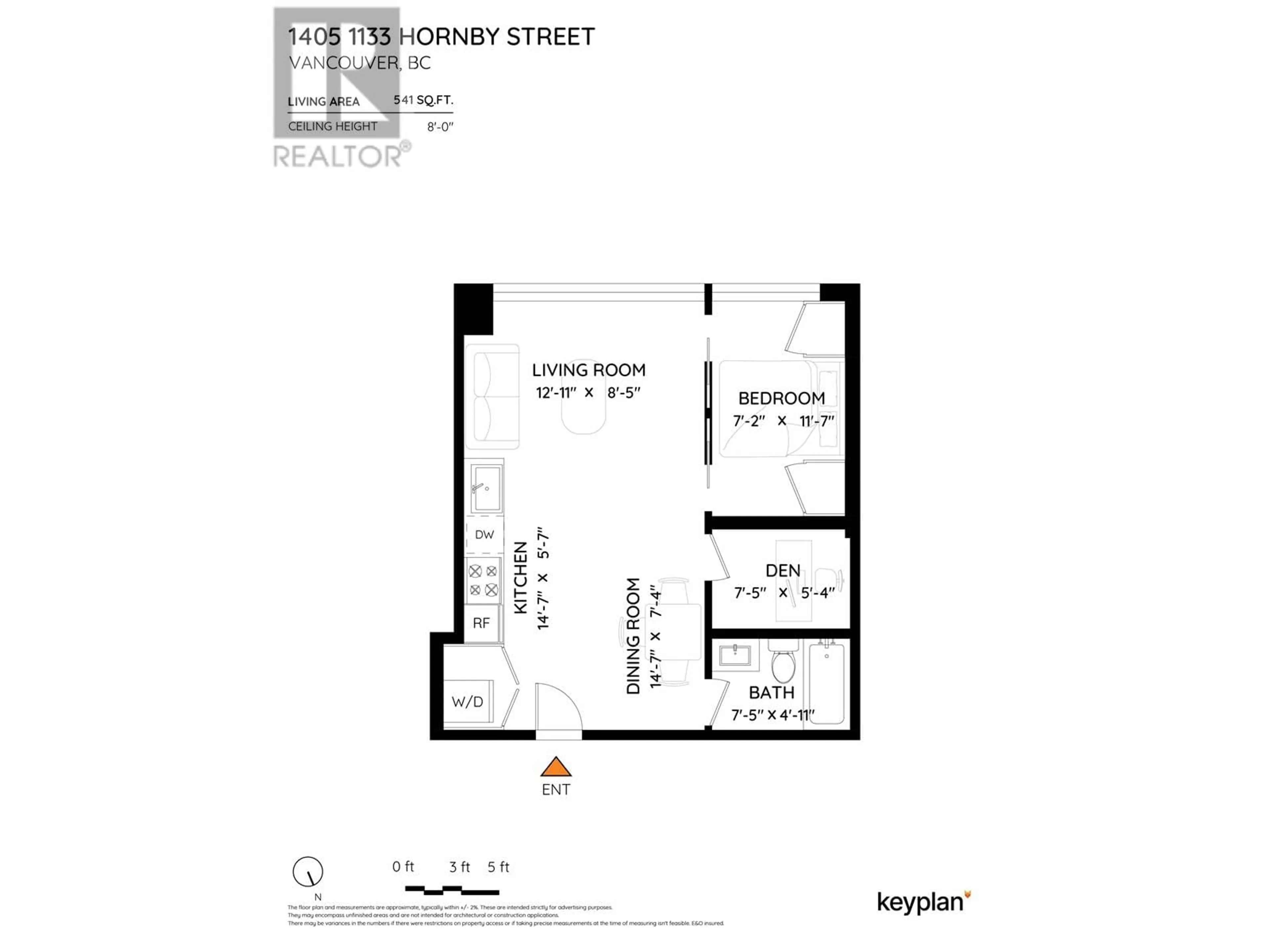 Floor plan for 1405 1133 HORNBY STREET, Vancouver British Columbia V6Z1W1