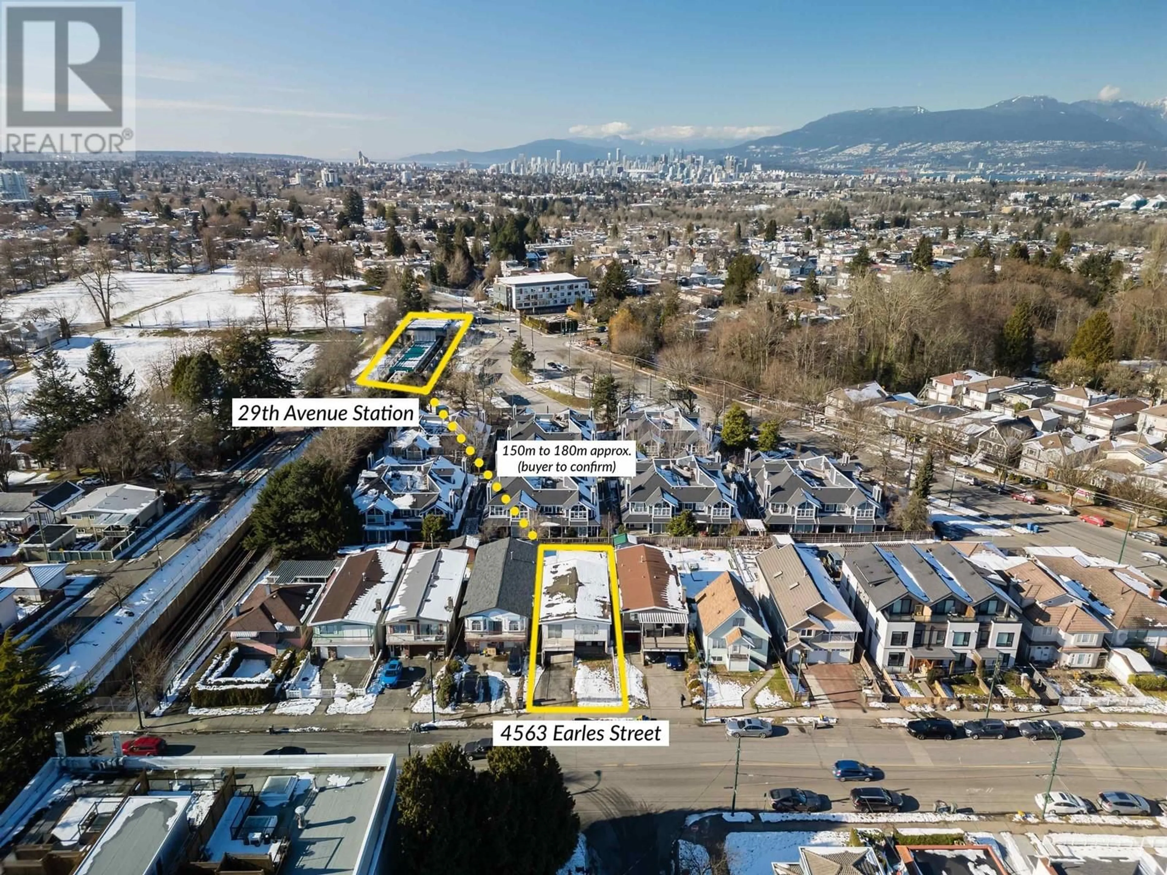 A pic from outside/outdoor area/front of a property/back of a property/a pic from drone, mountain view for 4563 EARLES STREET, Vancouver British Columbia V5R3R1