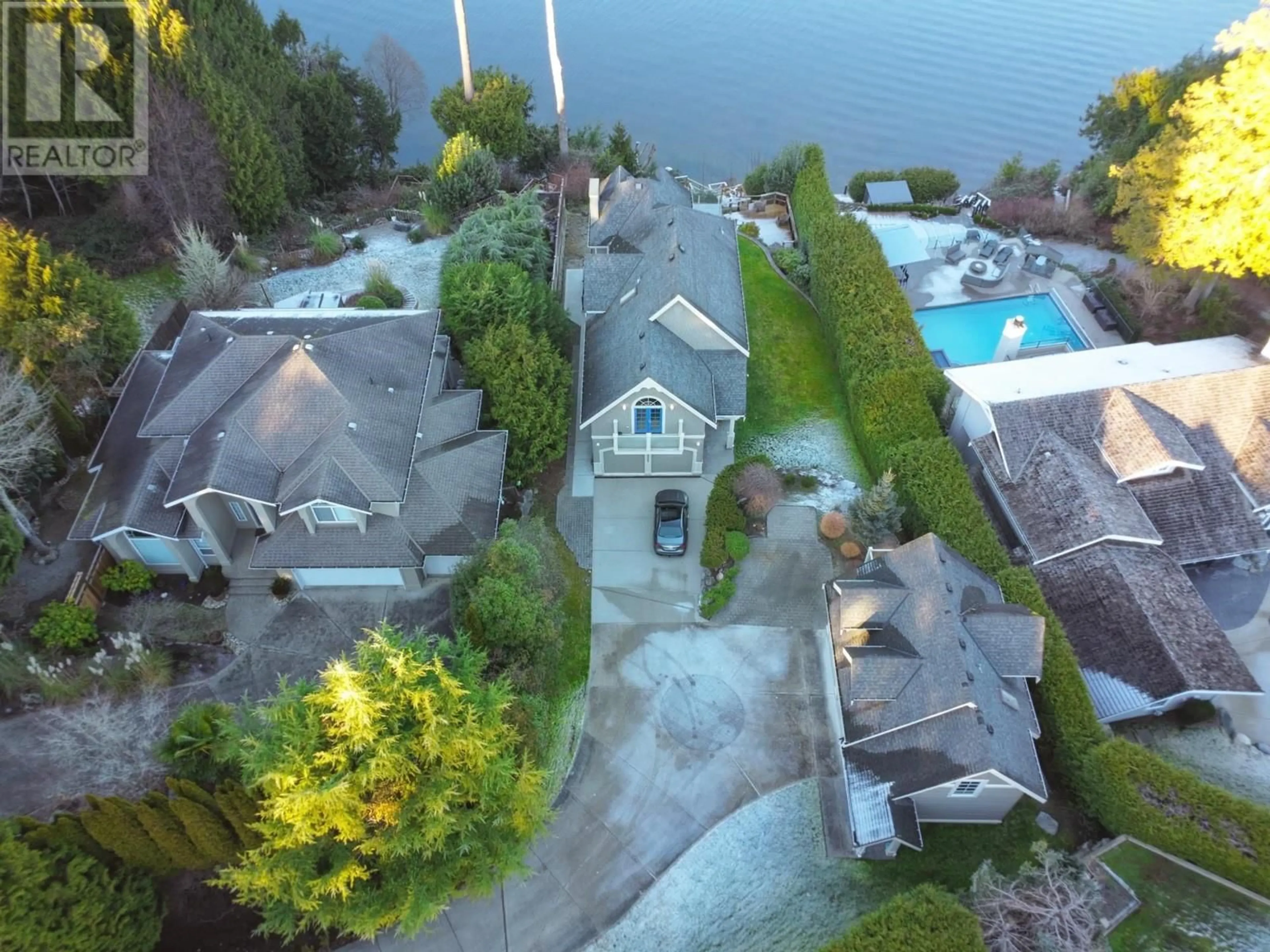 A pic from outside/outdoor area/front of a property/back of a property/a pic from drone, water/lake/river/ocean view for 6560 N GALE AVENUE, Sechelt British Columbia V7Z0L1