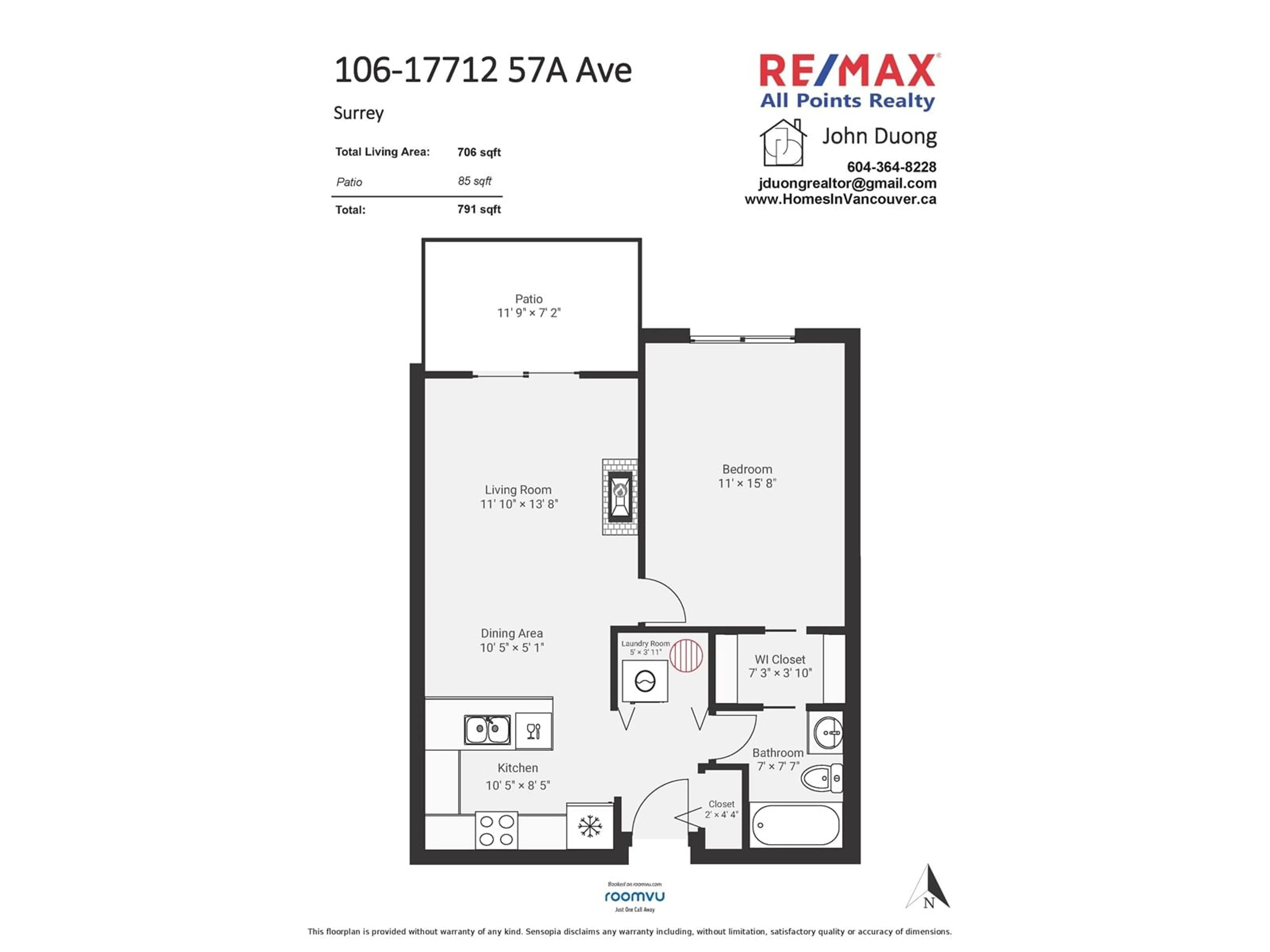 Floor plan for 106 17712 57A AVENUE, Surrey British Columbia V3S1J1