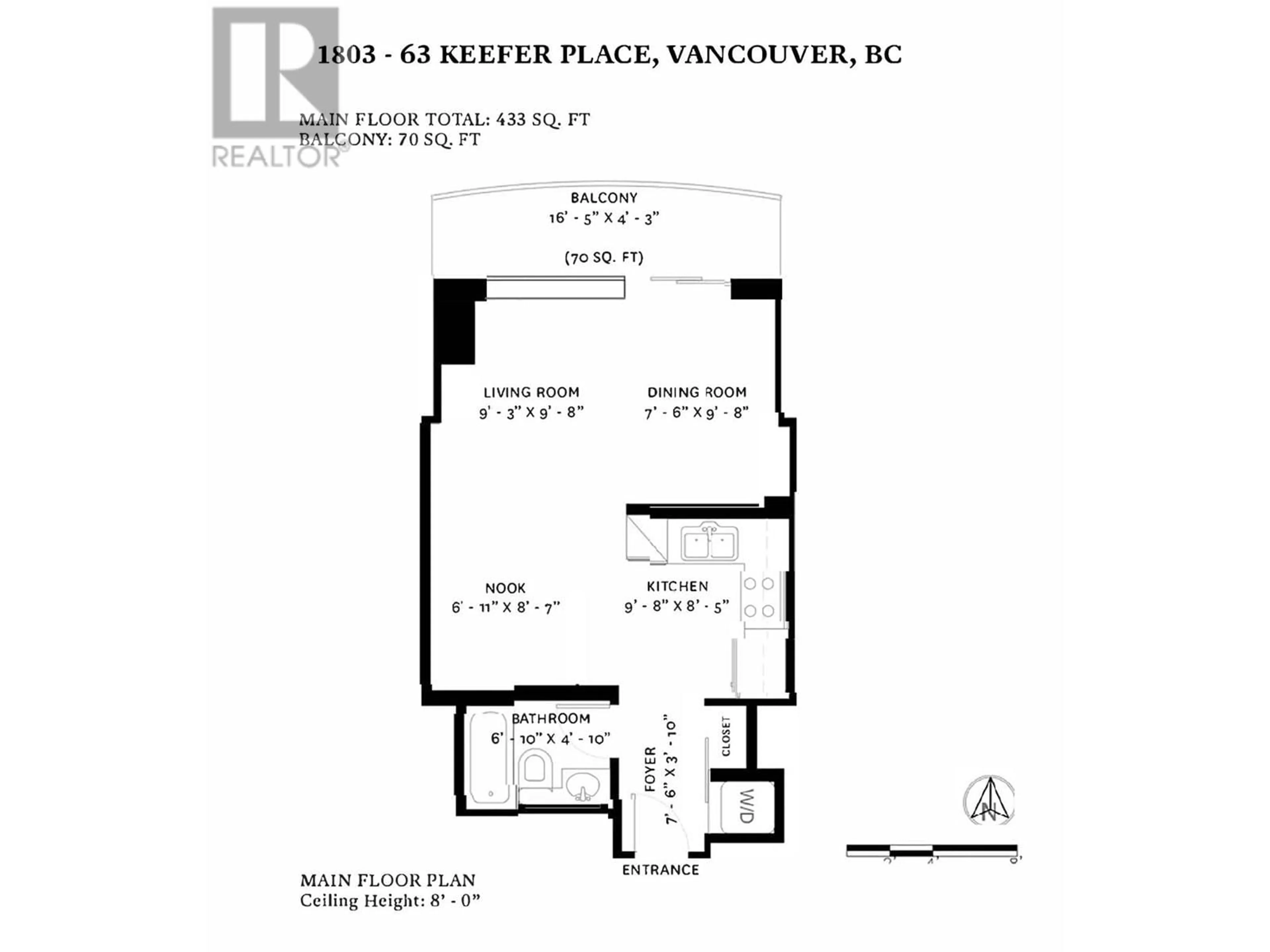 Floor plan for 1803 63 KEEFER PLACE, Vancouver British Columbia V6B6N6