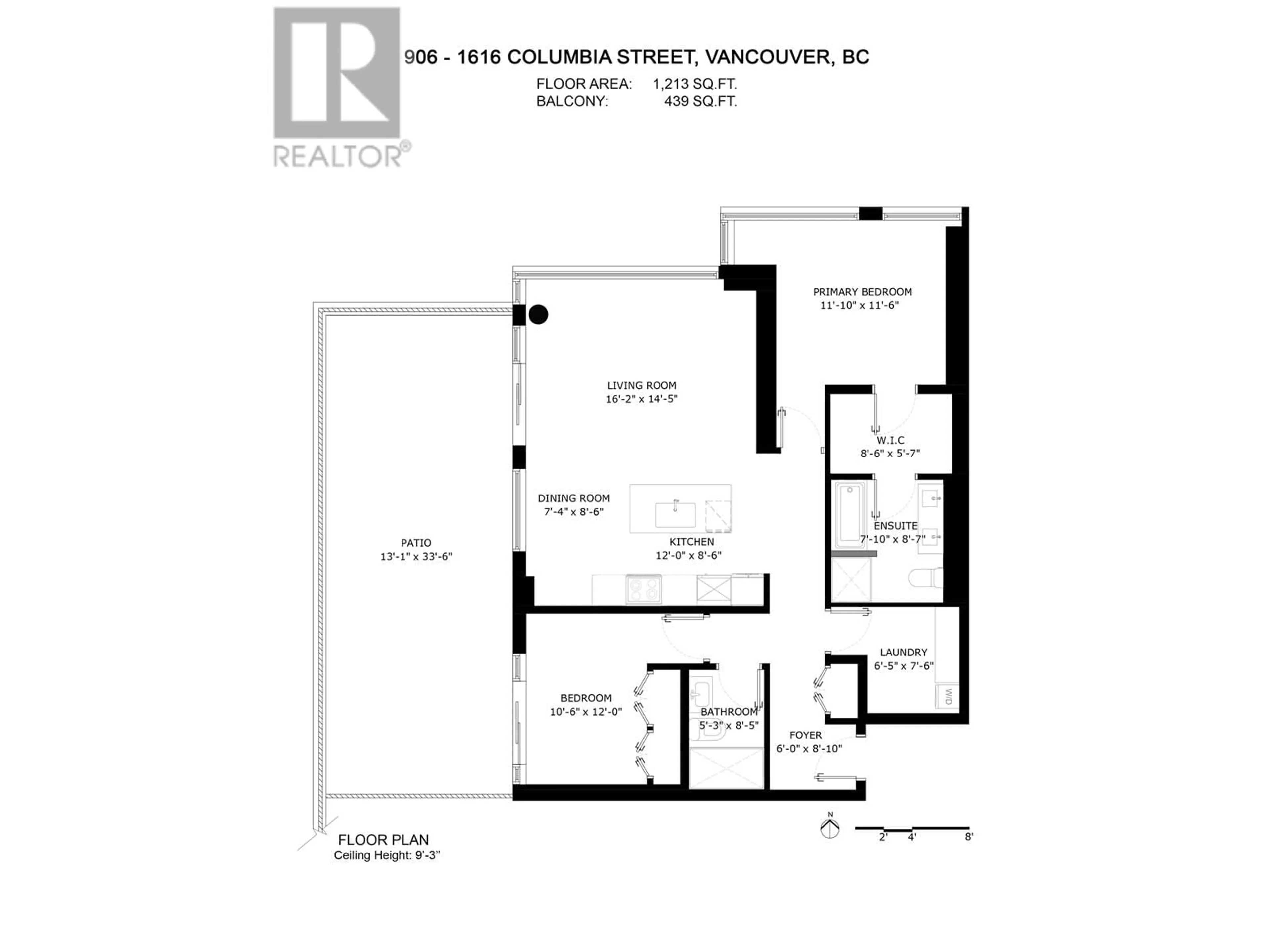 Floor plan for 906 - 1616 COLUMBIA STREET, Vancouver British Columbia V5Y0B7