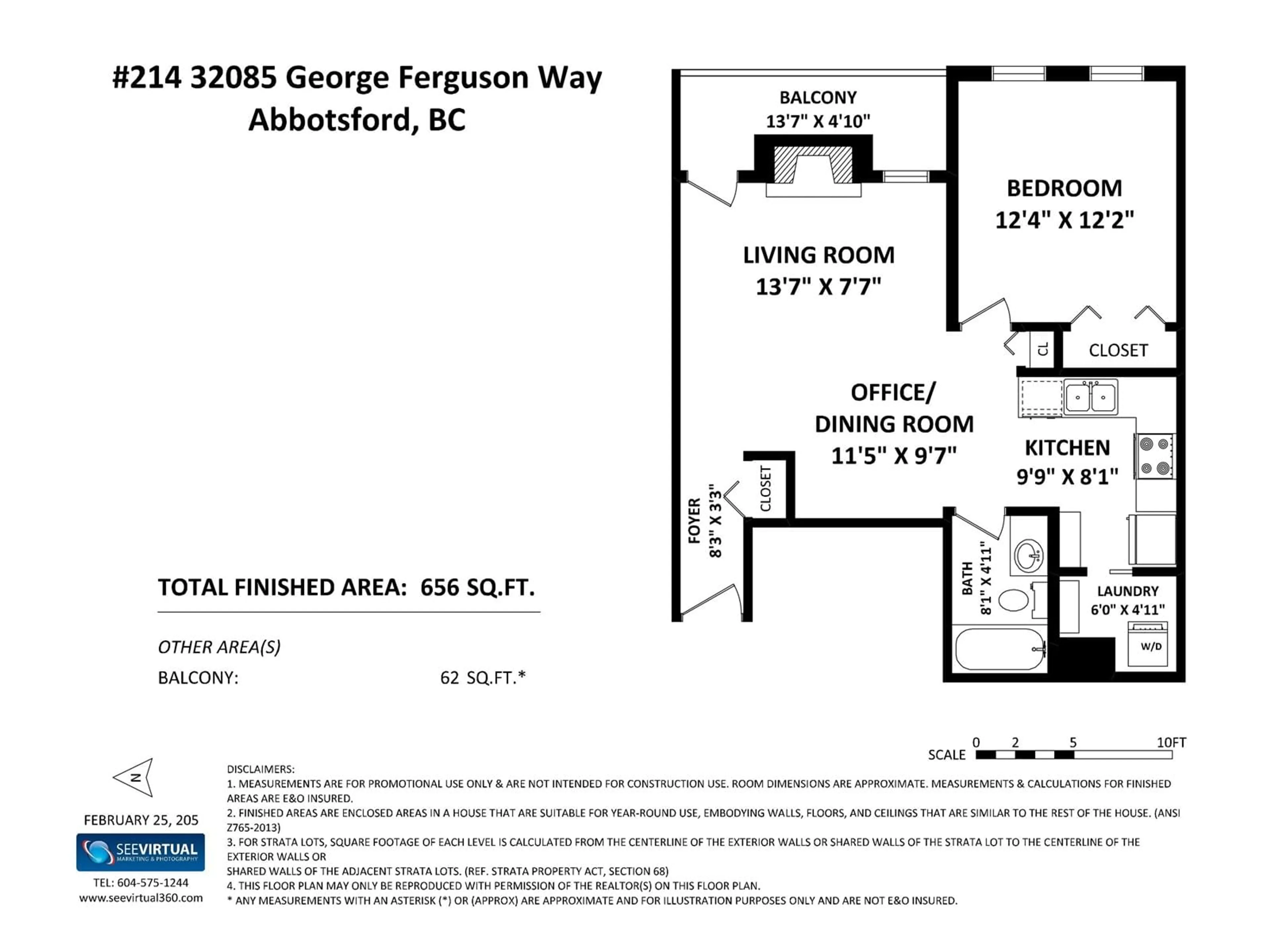 Floor plan for 214 - 32085 GEORGE FERGUSON, Abbotsford British Columbia V2T2K7