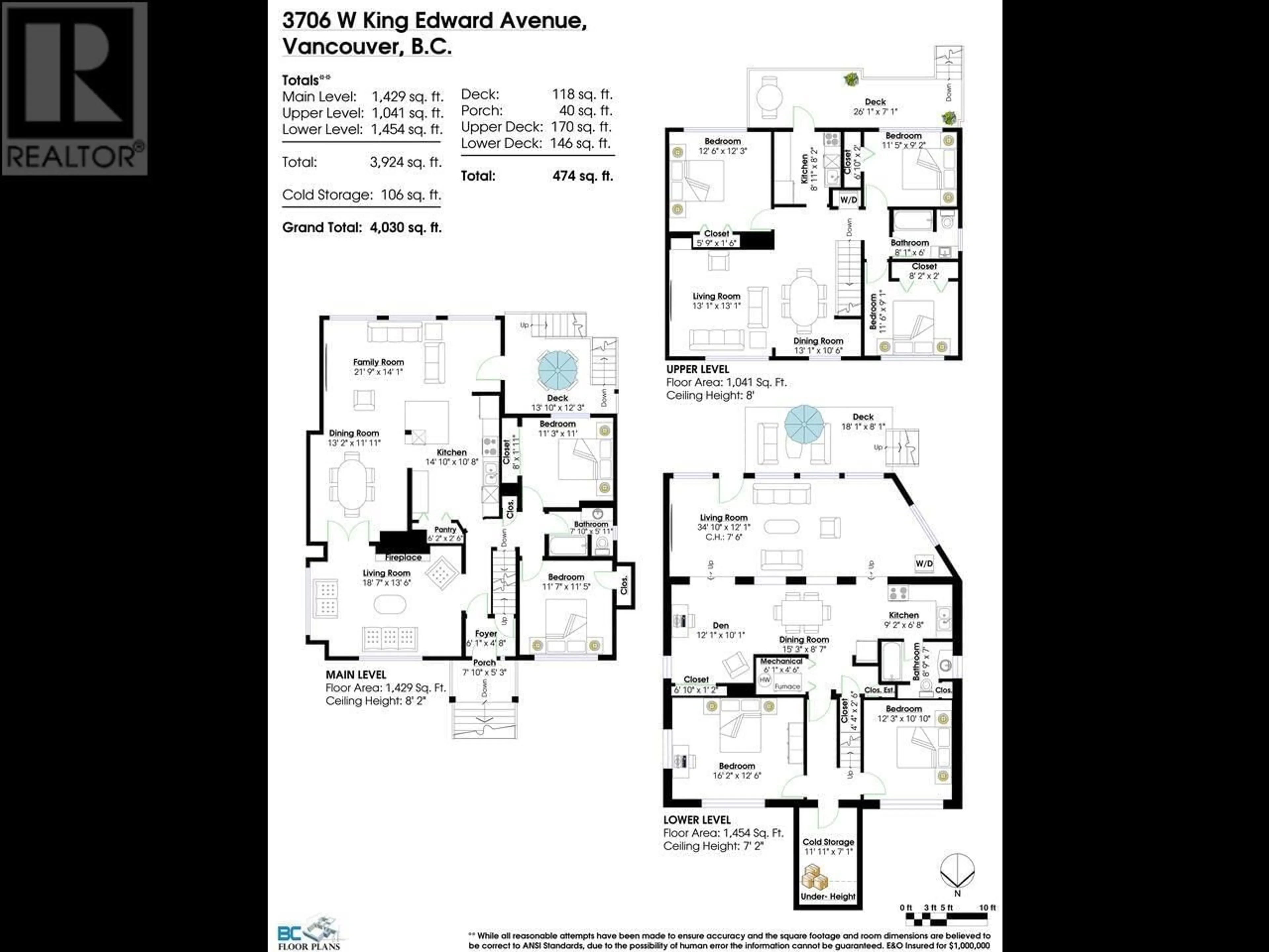 Floor plan for 3706 W KING EDWARD AVENUE, Vancouver British Columbia V6S1M7