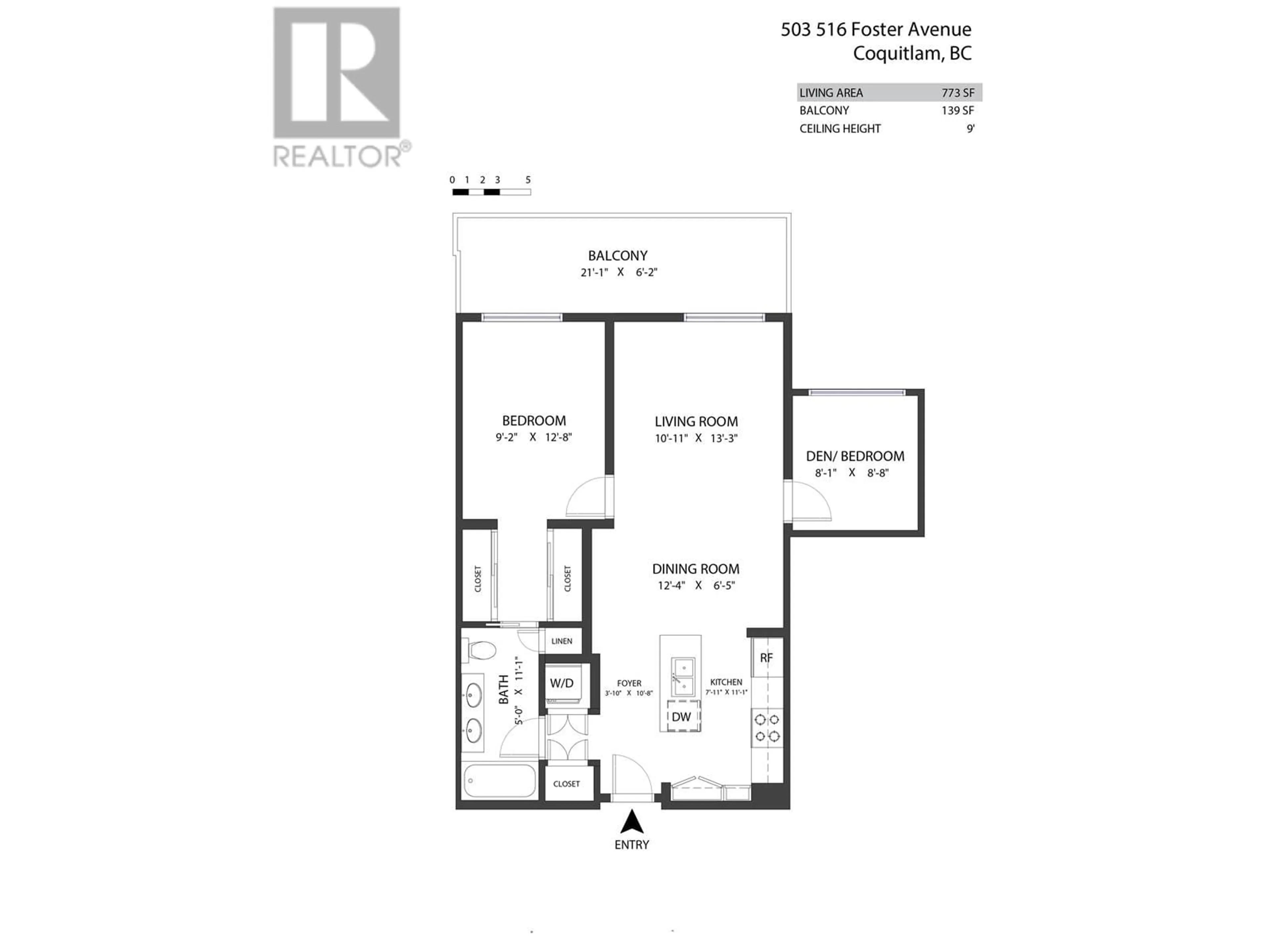 Floor plan for 503 516 FOSTER AVENUE, Coquitlam British Columbia V3J0H8