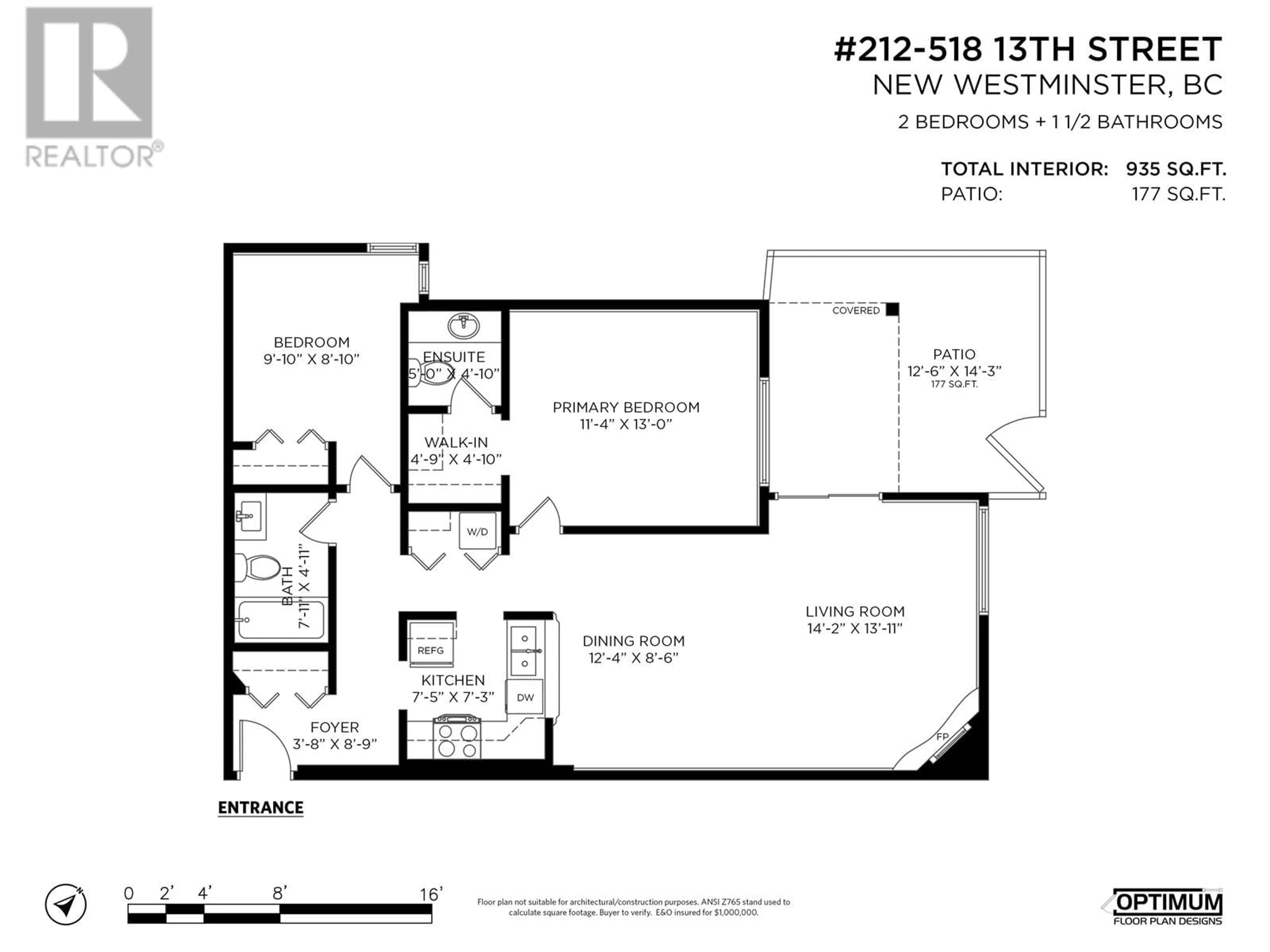 Floor plan for 212 518 THIRTEENTH STREET, New Westminster British Columbia V3M4L9