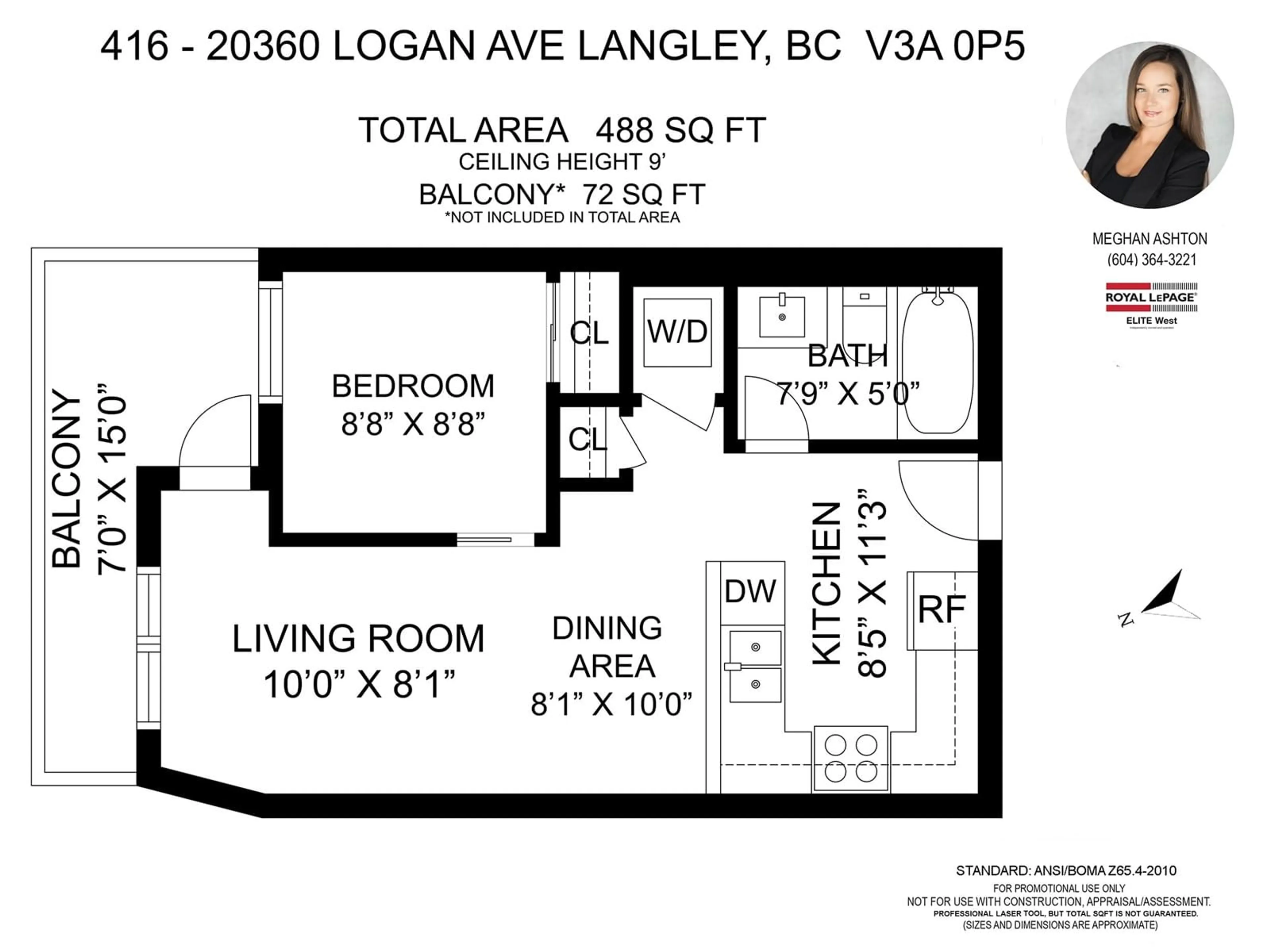 Floor plan for 416 20360 LOGAN AVENUE, Langley British Columbia V3A0P5