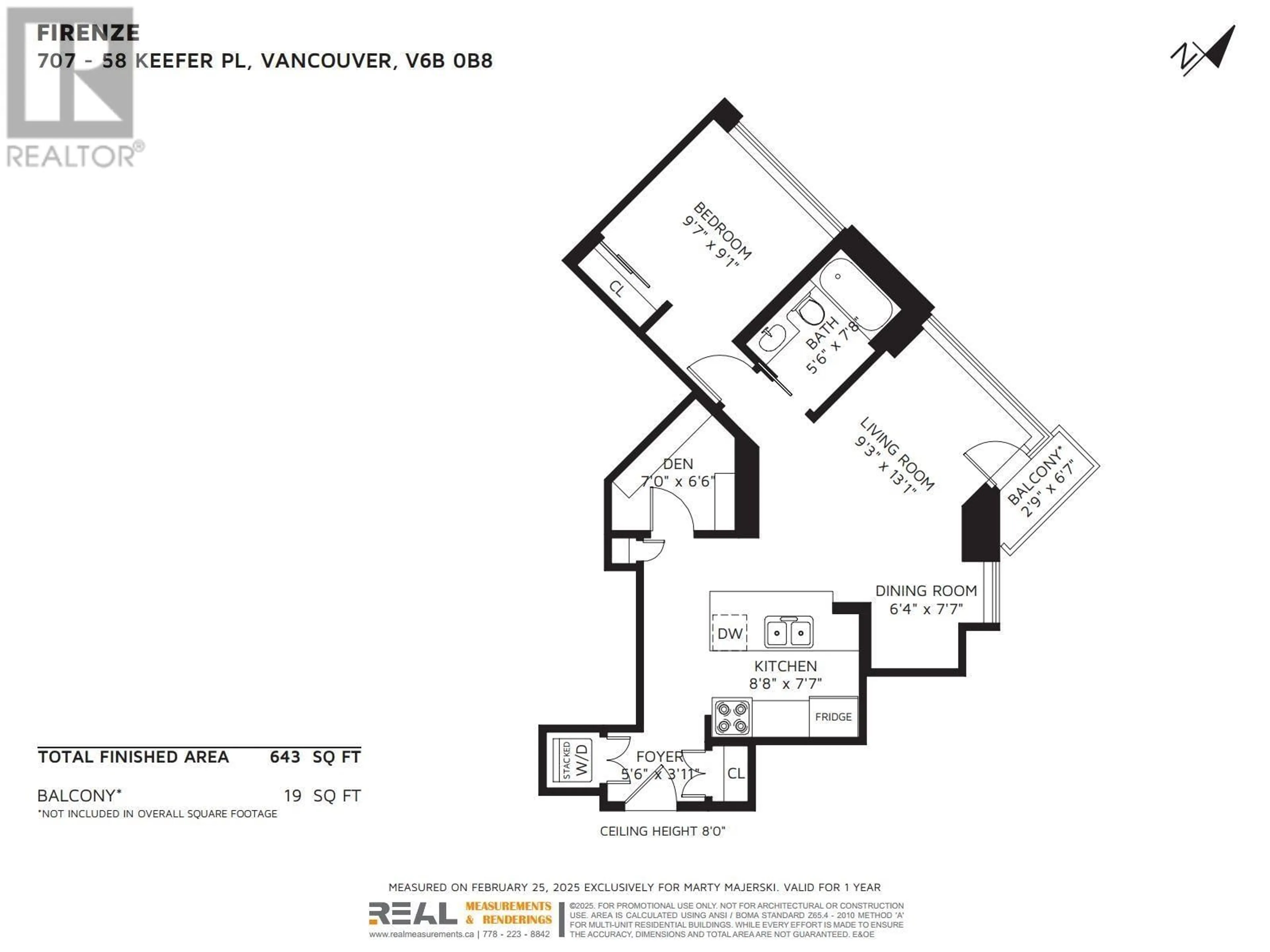 Floor plan for 707 58 KEEFER PLACE, Vancouver British Columbia V6B0B8