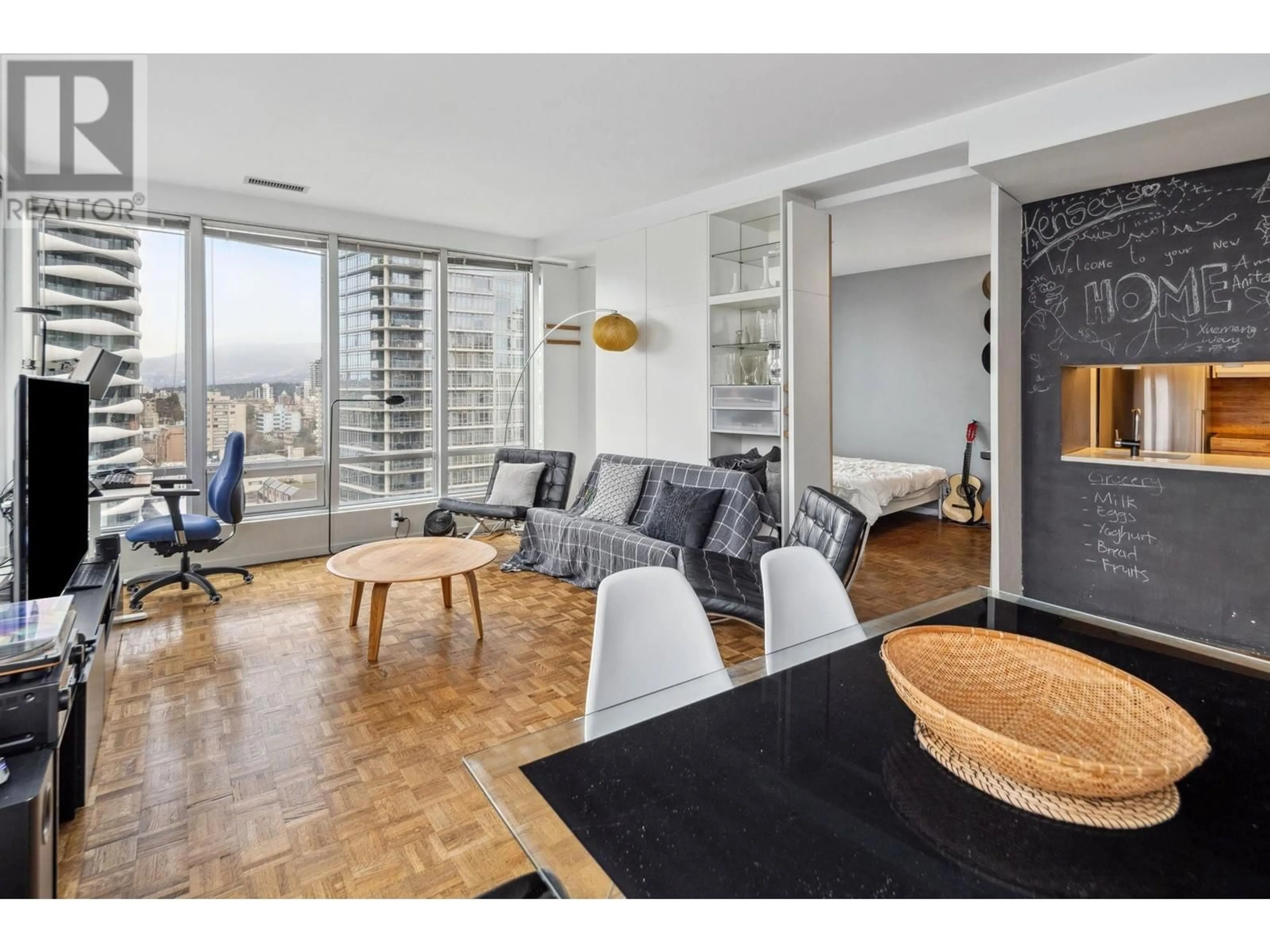 Living room with furniture, wood/laminate floor for 1207 989 NELSON STREET, Vancouver British Columbia V6Z2S1