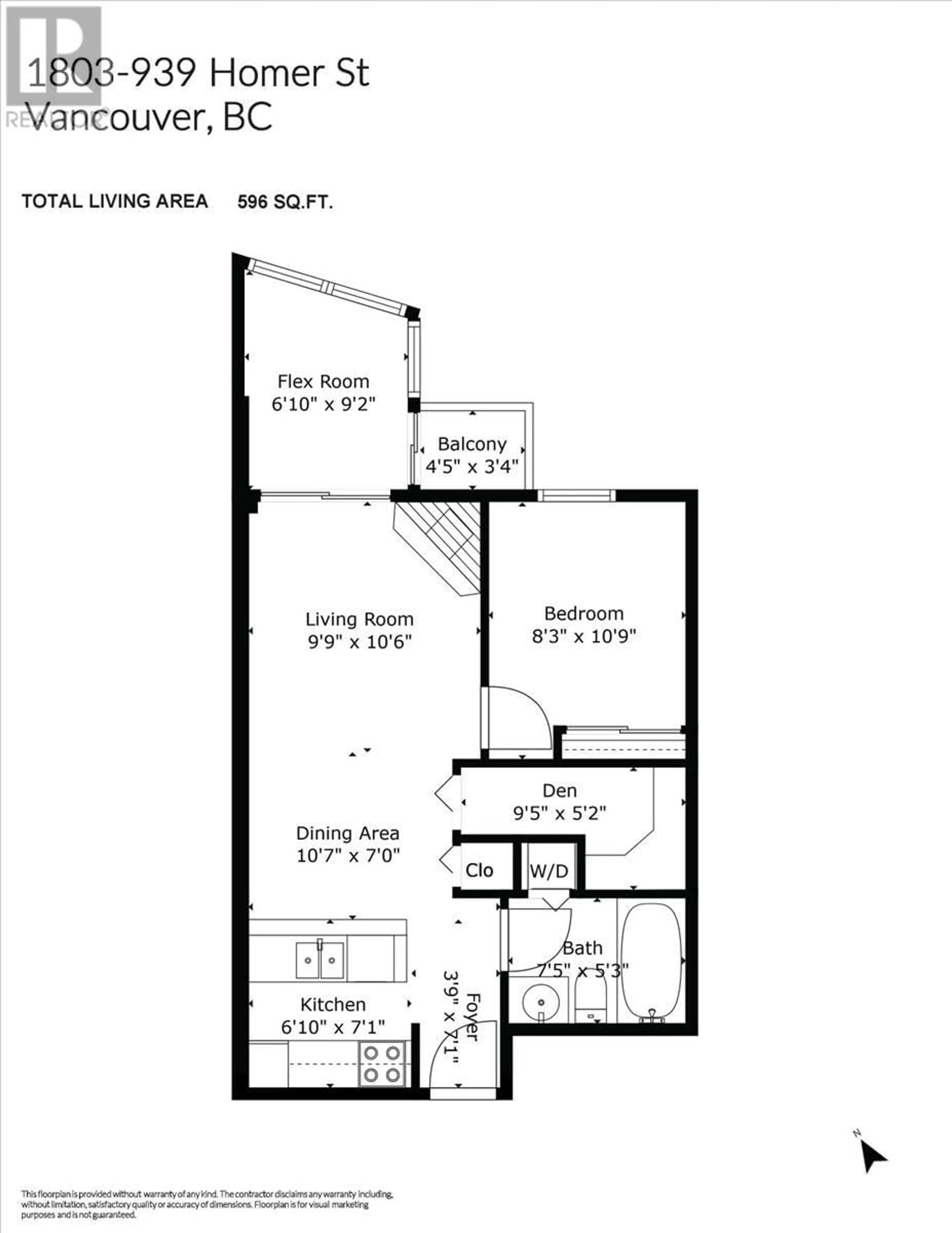 Floor plan for 1803 939 HOMER STREET, Vancouver British Columbia V6B2W6