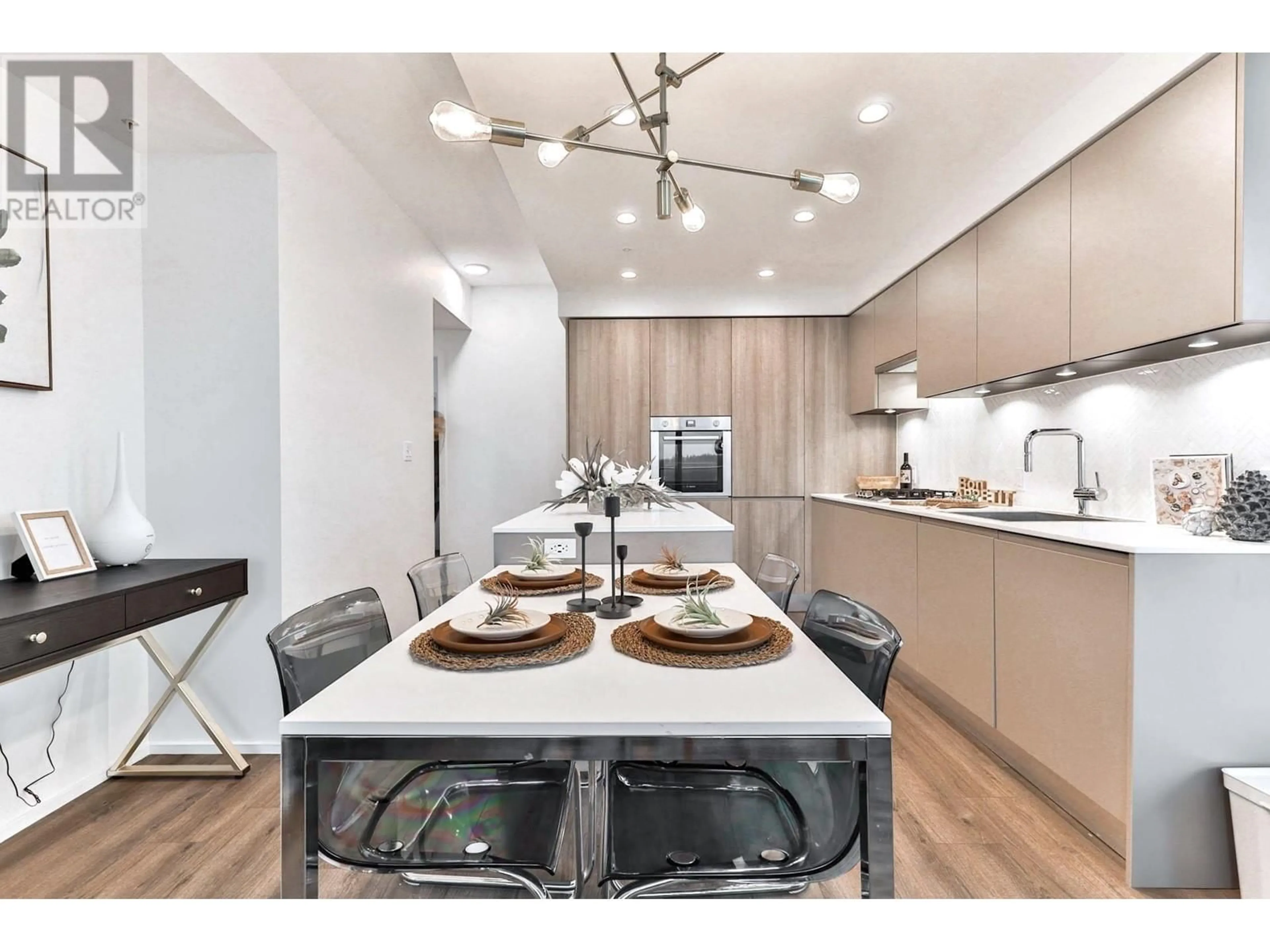 Open concept kitchen, wood/laminate floor for 3601 - 3809 EVERGREEN PLACE, Burnaby British Columbia V3J0M1