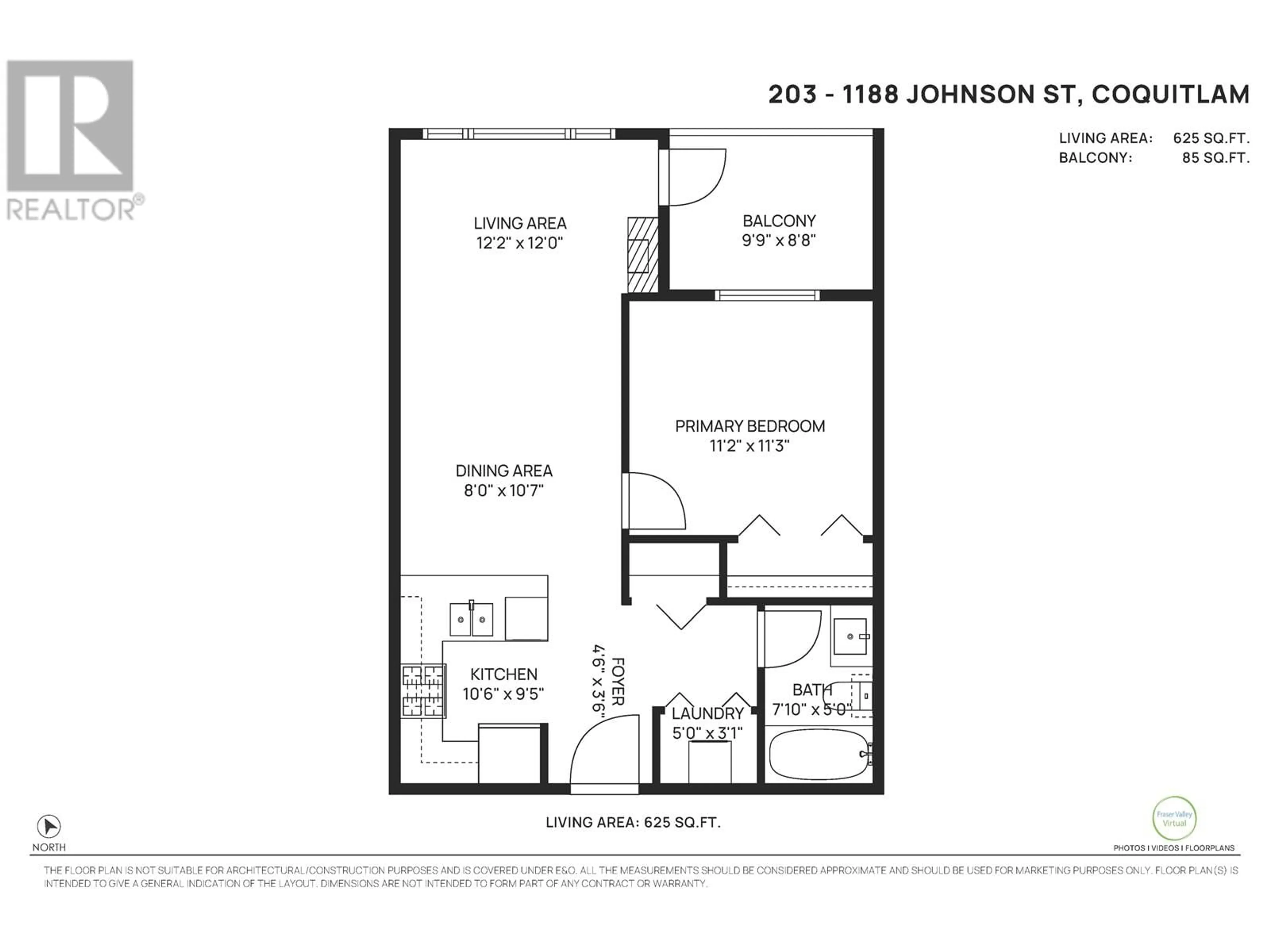 Floor plan for 203 - 1188 JOHNSON STREET, Coquitlam British Columbia V3B0H7