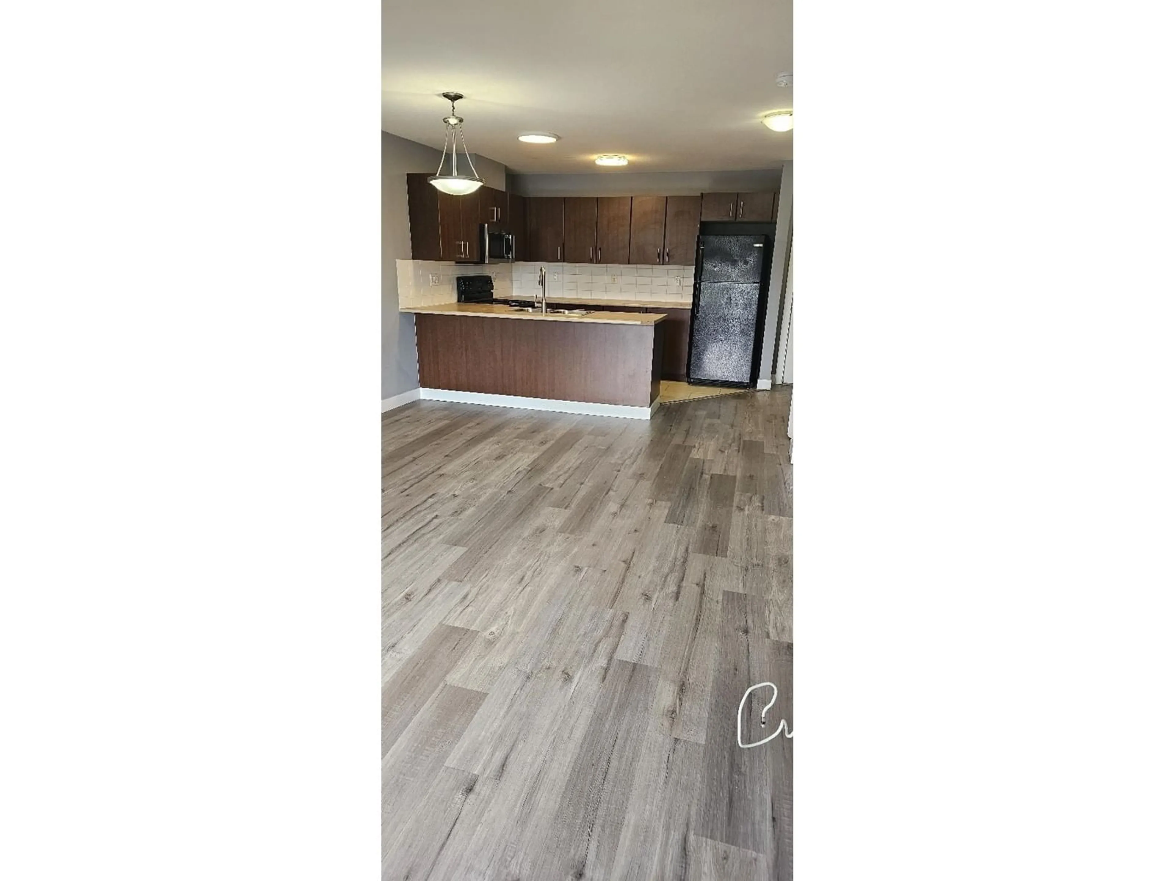 Open concept kitchen, wood/laminate floor for 402 - 45567 YALE ROAD, Chilliwack British Columbia V2P0B2