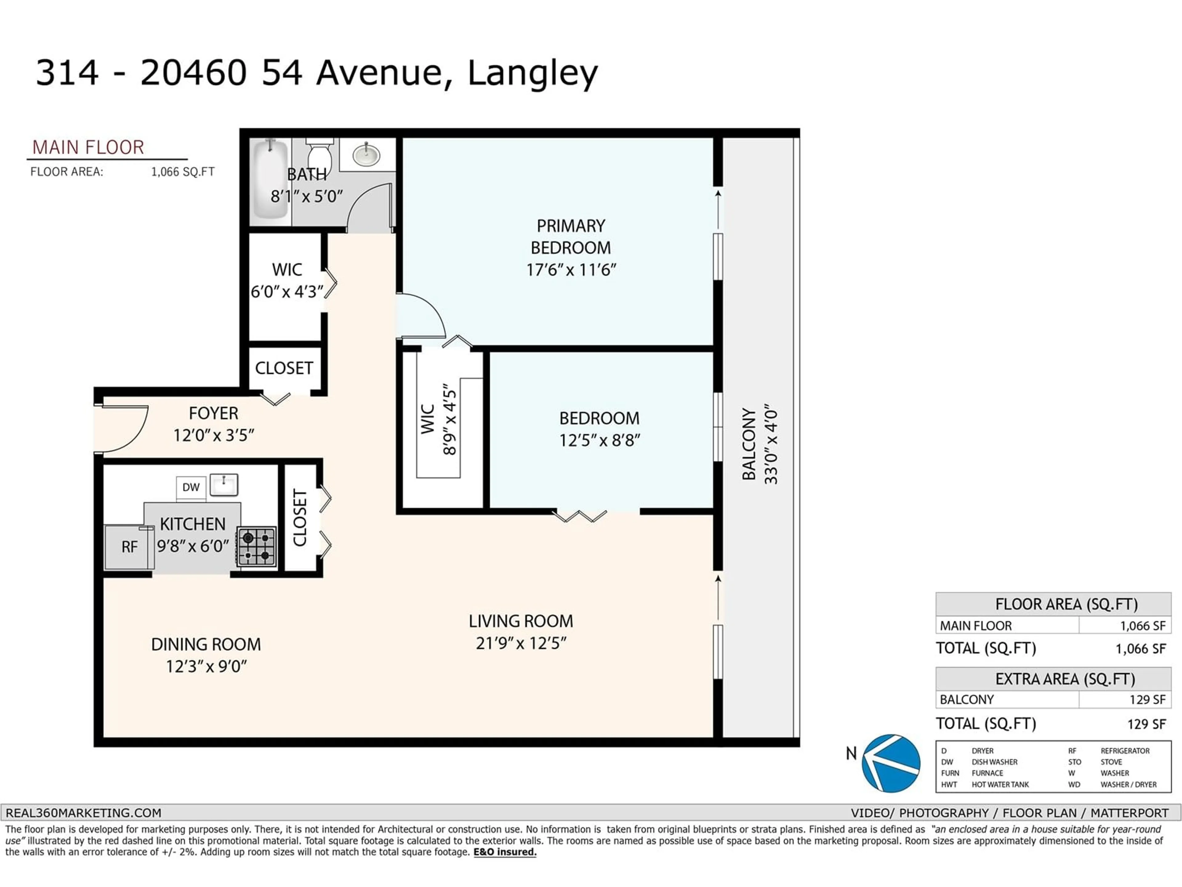 Floor plan for 314 - 20460 54TH, Langley British Columbia V3A6N6