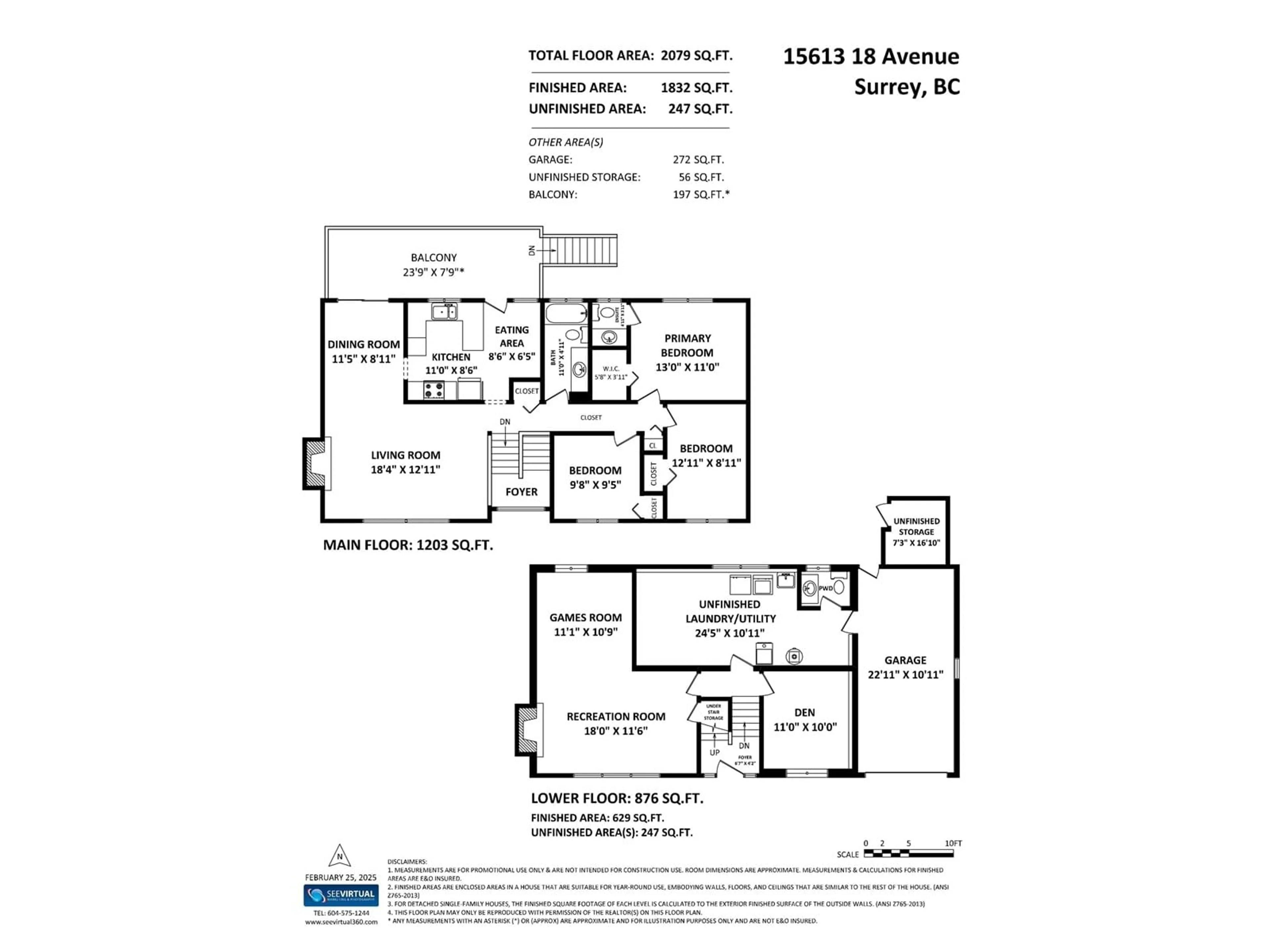 Floor plan for 15613 18, Surrey British Columbia V4A1X3