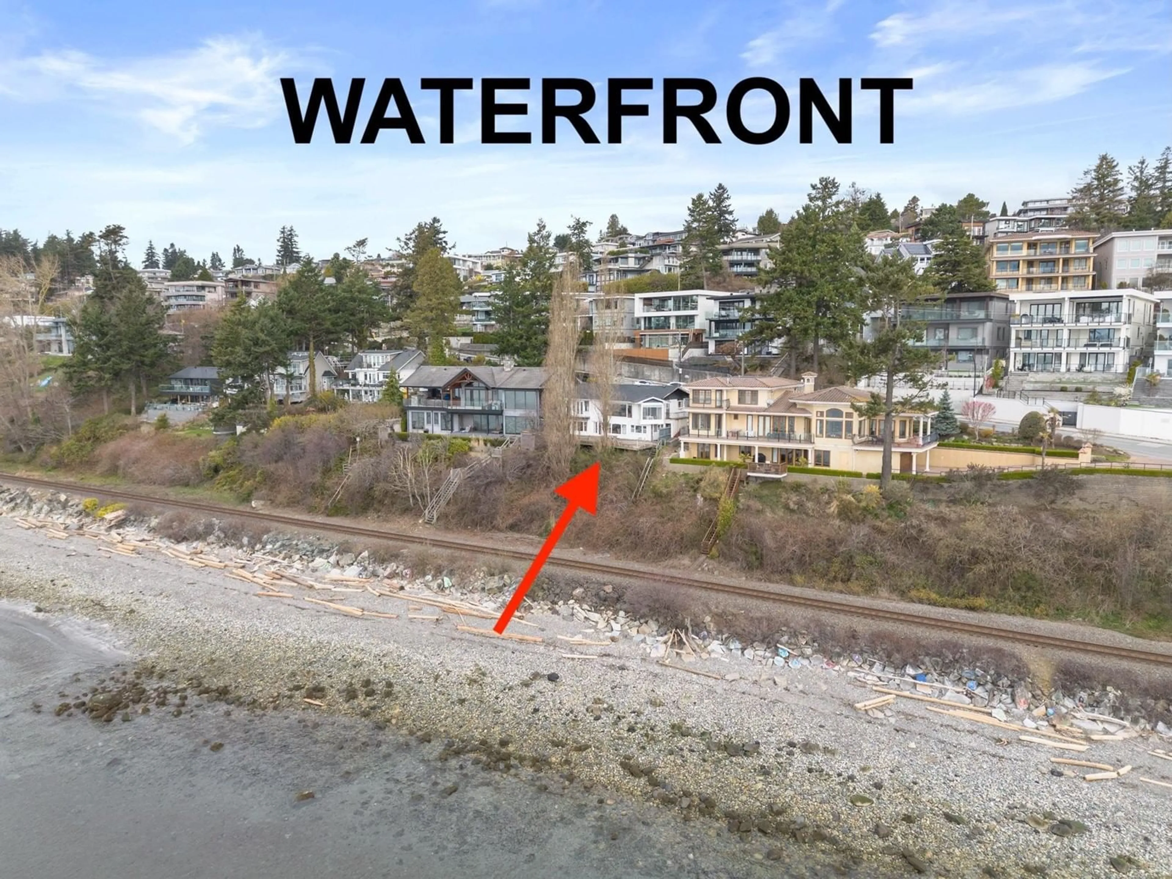 A pic from outside/outdoor area/front of a property/back of a property/a pic from drone, water/lake/river/ocean view for 14458 MARINE DRIVE, White Rock British Columbia V4B1B3