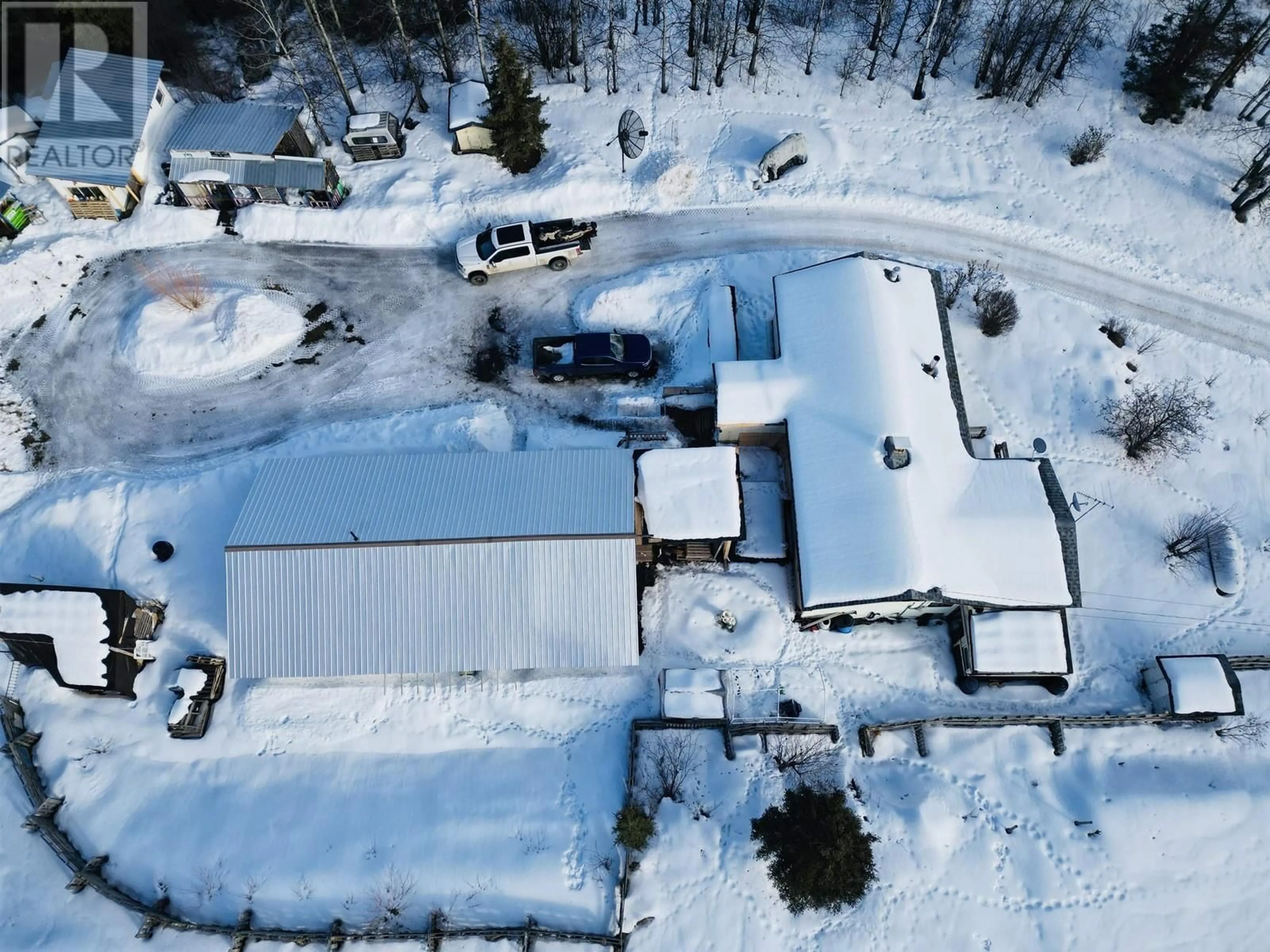 A pic from outside/outdoor area/front of a property/back of a property/a pic from drone, building for 27427 KEEFES LANDING ROAD, Burns Lake British Columbia V0J1E0