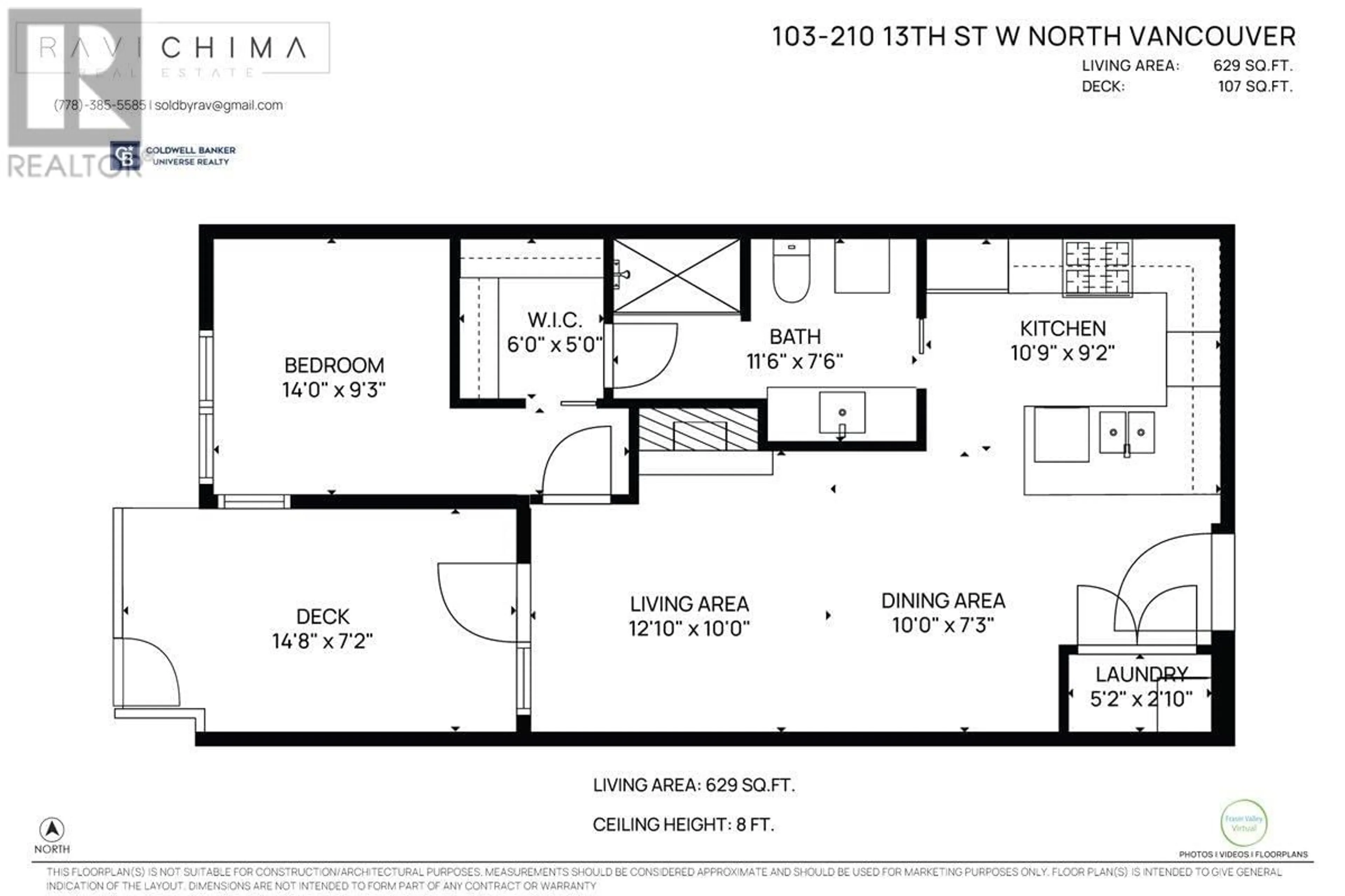 Floor plan for 103 210 W 13TH STREET, North Vancouver British Columbia V7M1N7