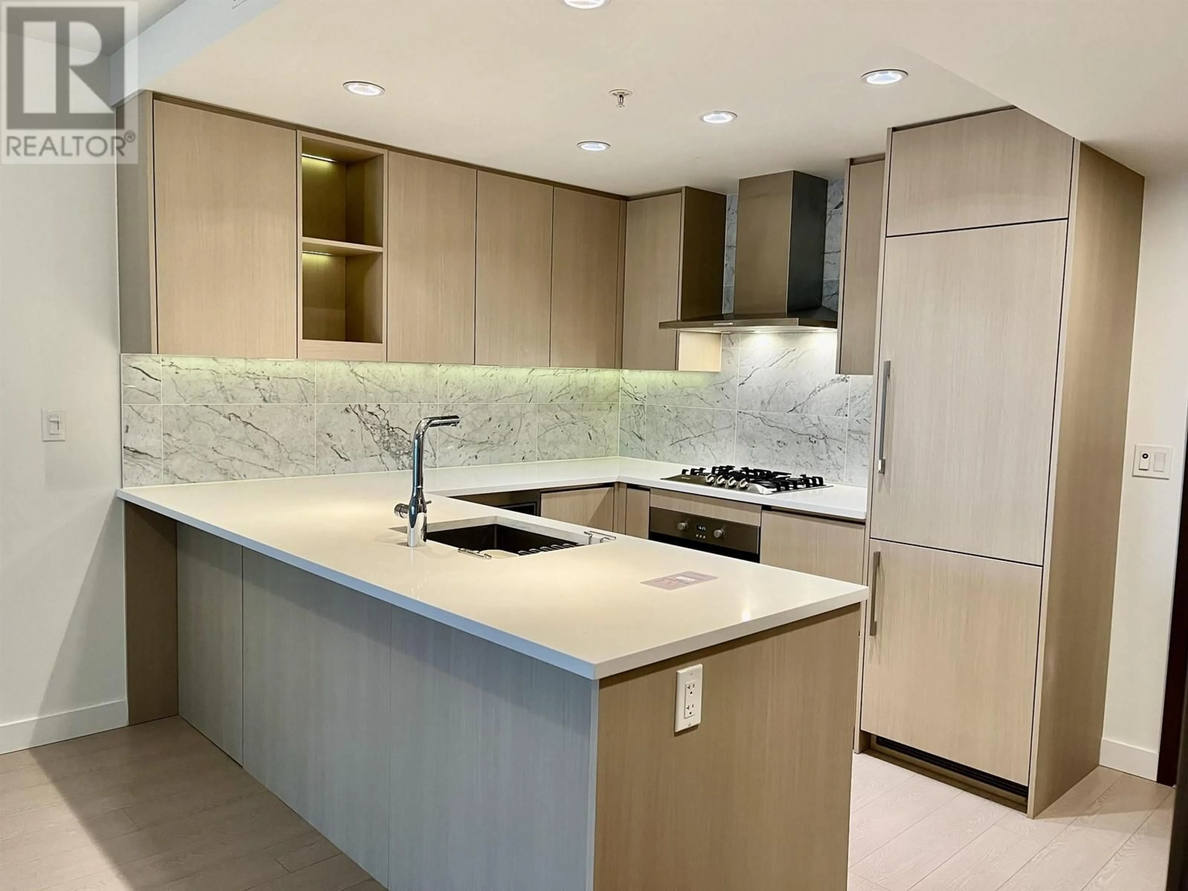 Contemporary kitchen, ceramic/tile floor for 711 - 455 MARINE DRIVE, Vancouver British Columbia V5X0H3