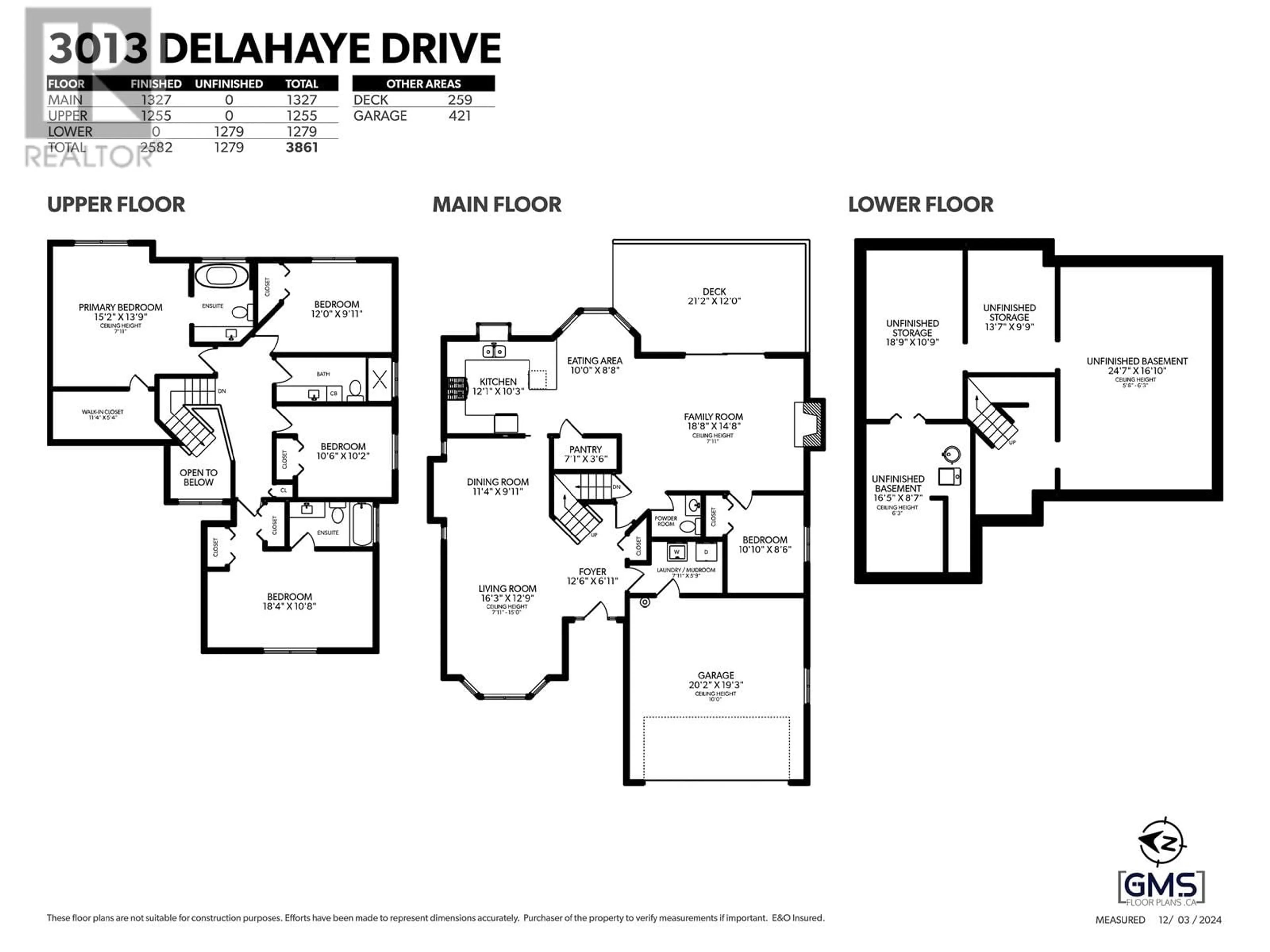 Floor plan for 3013 DELAHAYE DRIVE, Coquitlam British Columbia V3B6V9