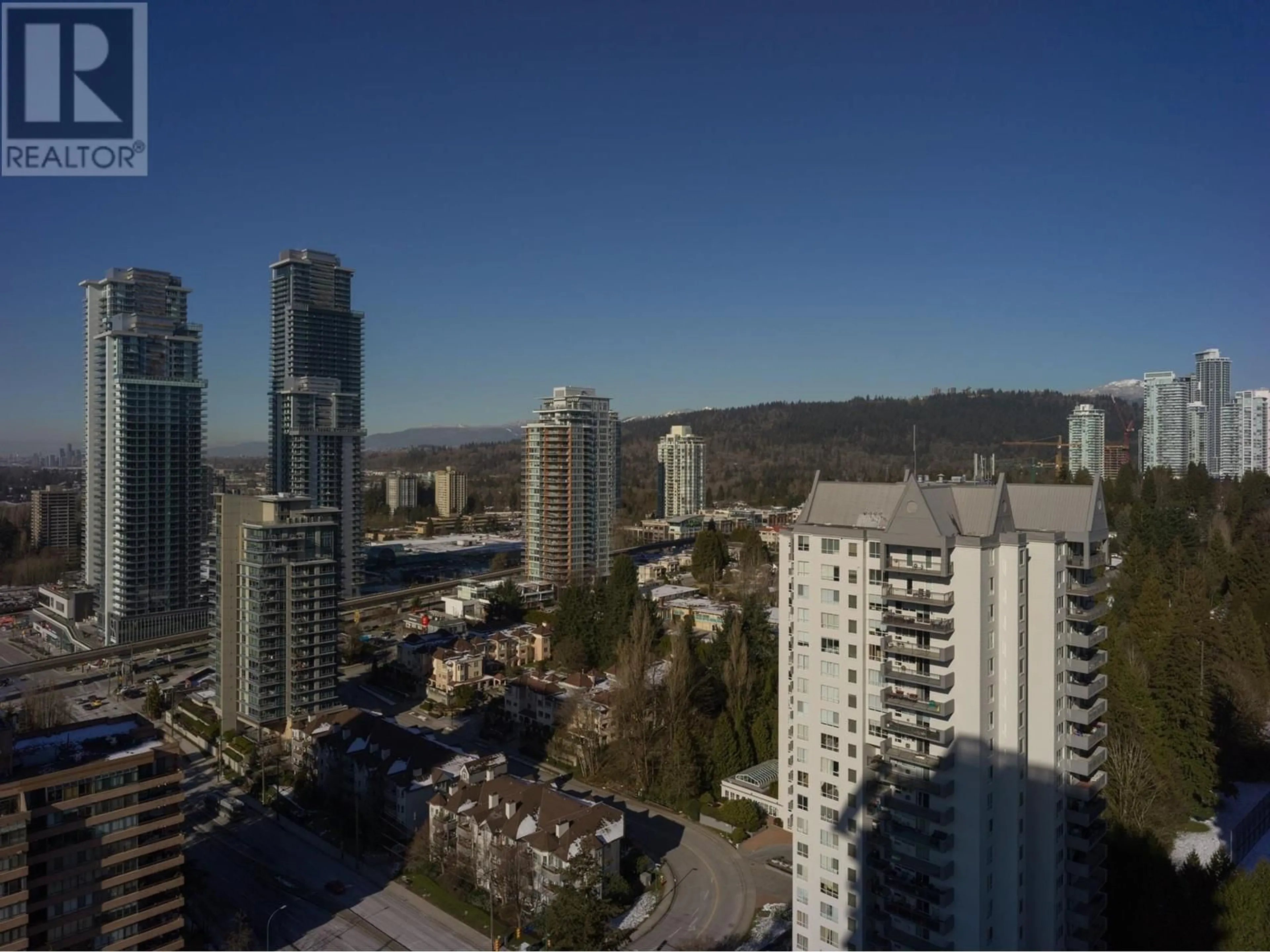 A pic from outside/outdoor area/front of a property/back of a property/a pic from drone, city buildings view from balcony for 2201 - 555 SYDNEY AVENUE, Coquitlam British Columbia V3K0G5